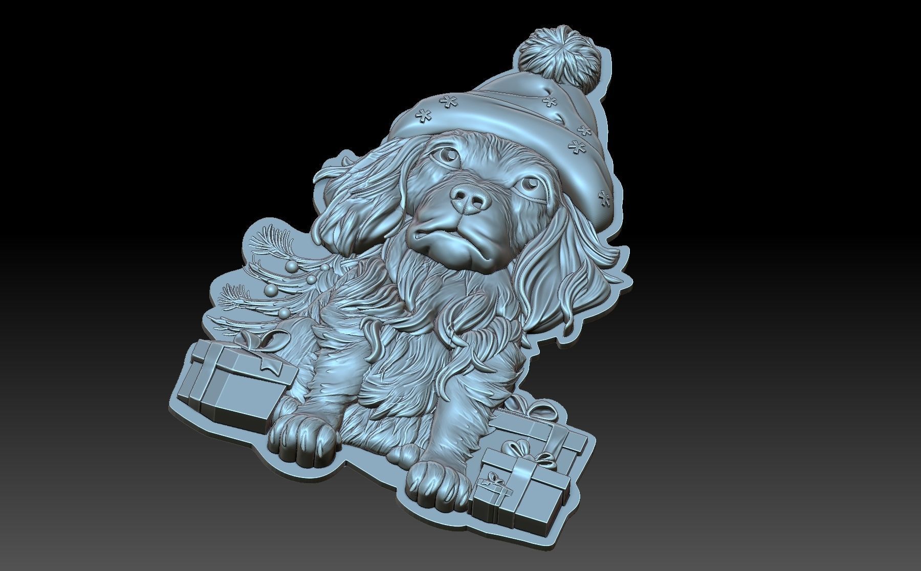 New Year Dog 3D print model_3