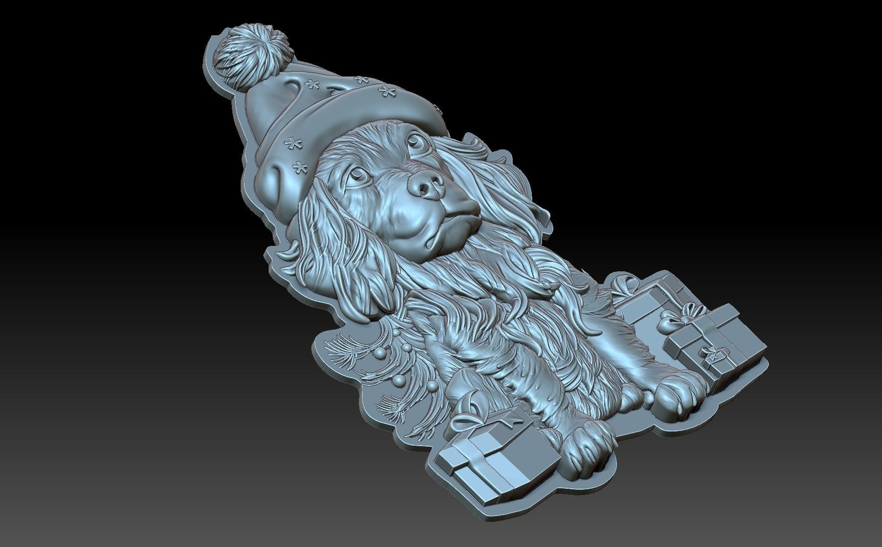 New Year Dog 3D print model_4