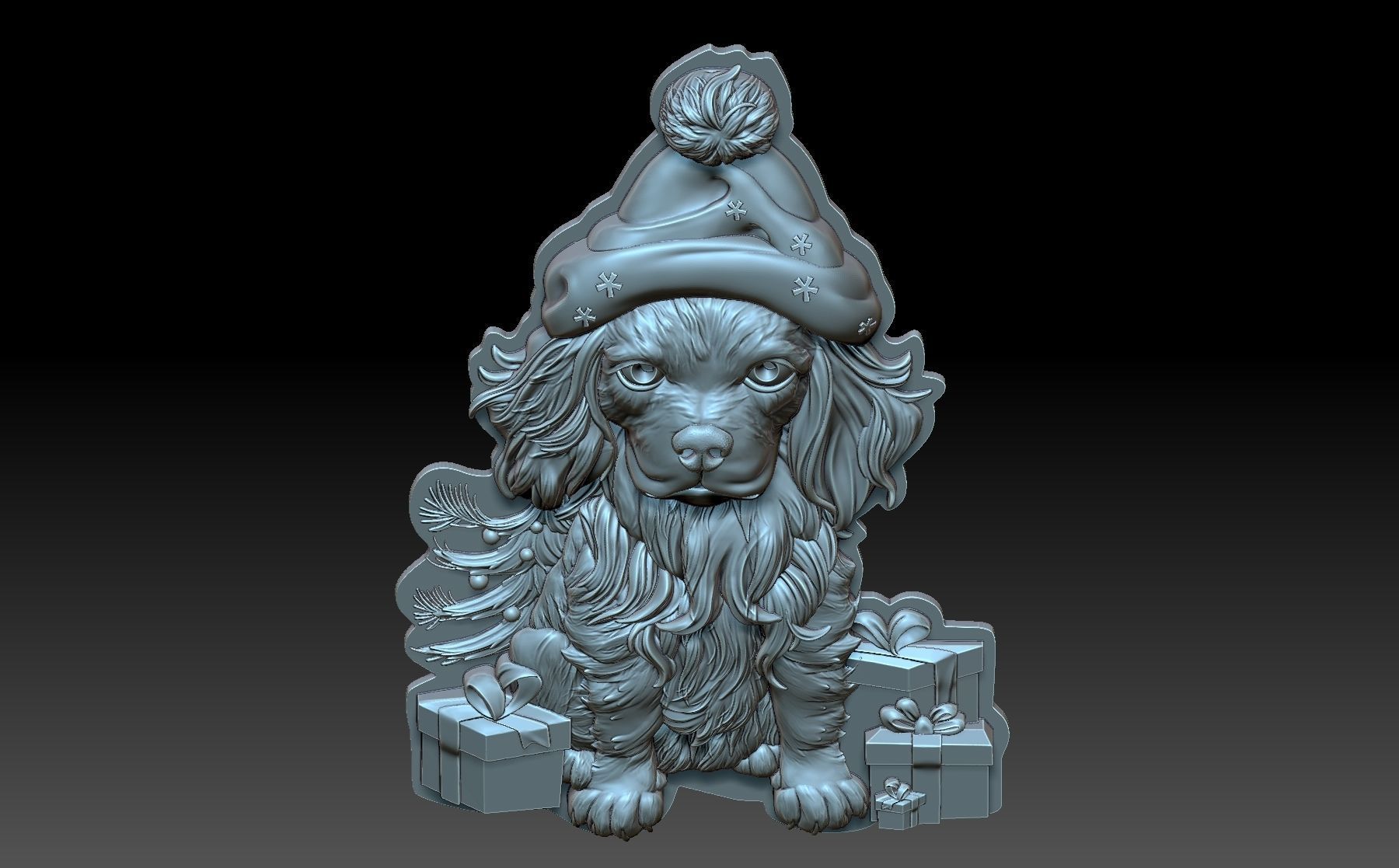 New Year Dog 3D print model_5