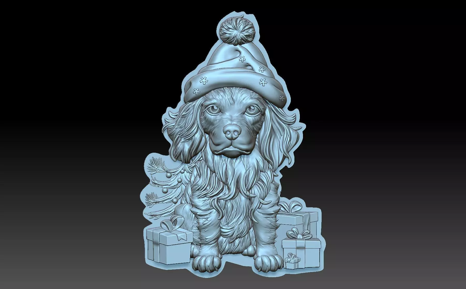 New Year Dog 3D print model_0