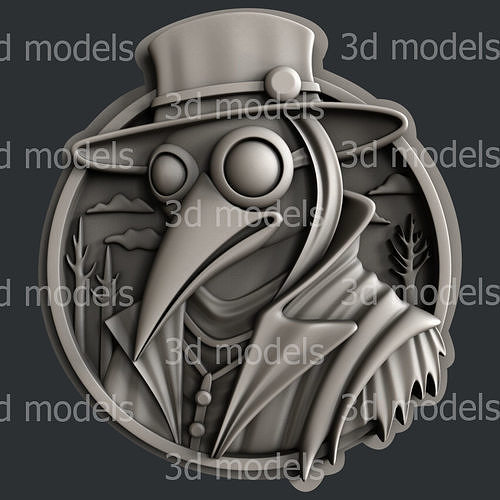 3d STL models for CNC router or 3dprinter  plague doctor P507 3D model