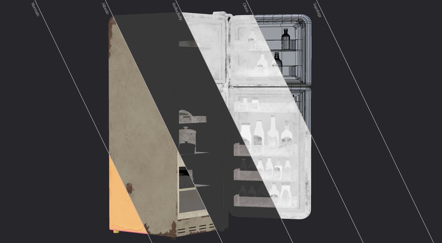 Fridge game ready PBR refrigerator and freezer 2 Low-poly 3D model_13
