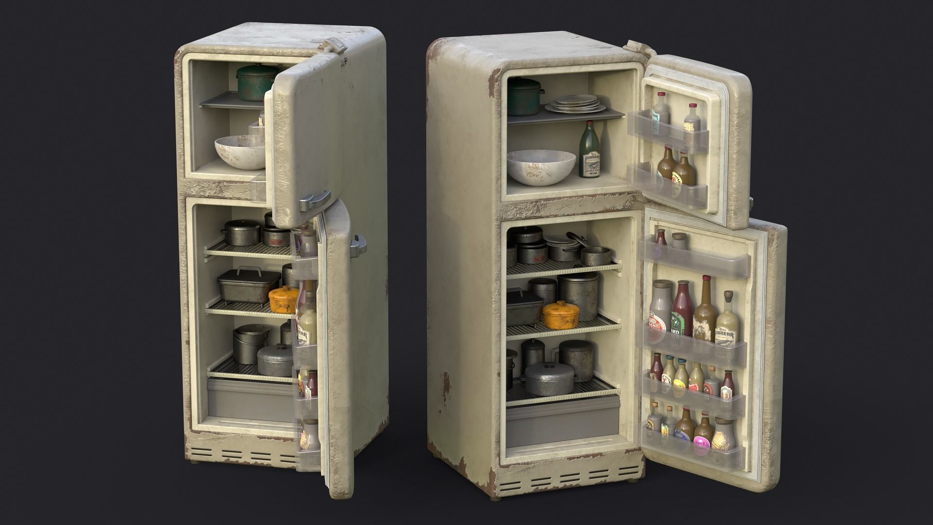 Fridge game ready PBR refrigerator and freezer 2 Low-poly 3D model_8