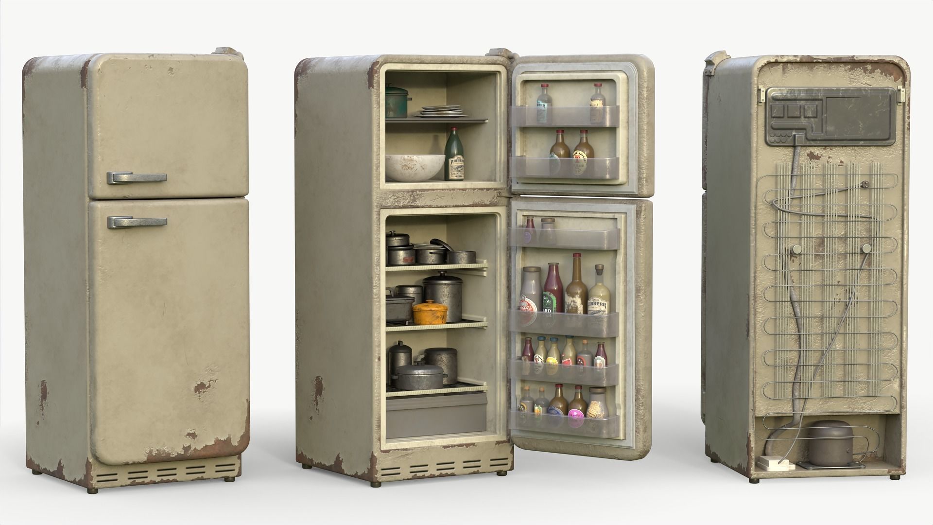 Fridge game ready PBR refrigerator and freezer 2 Low-poly 3D model_2