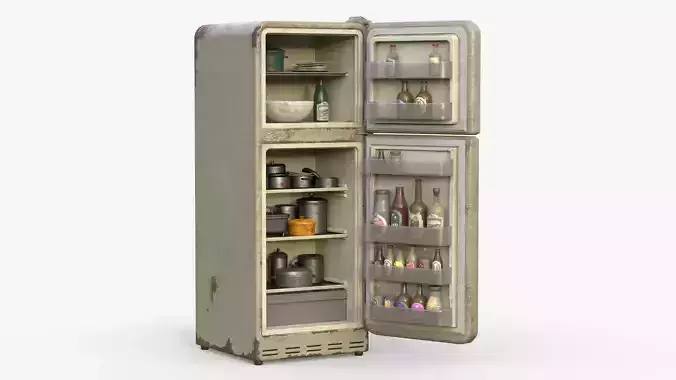 Fridge game ready PBR refrigerator and freezer 2 Low-poly 3D model
