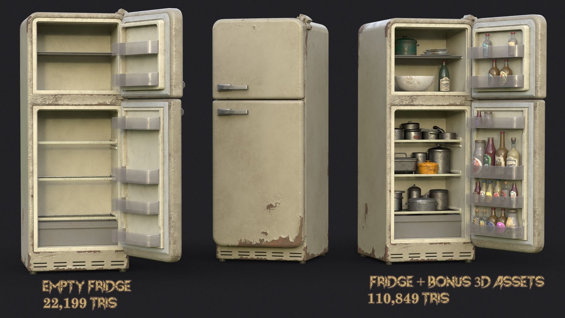Fridge game ready PBR refrigerator and freezer 2 Low-poly 3D model_4
