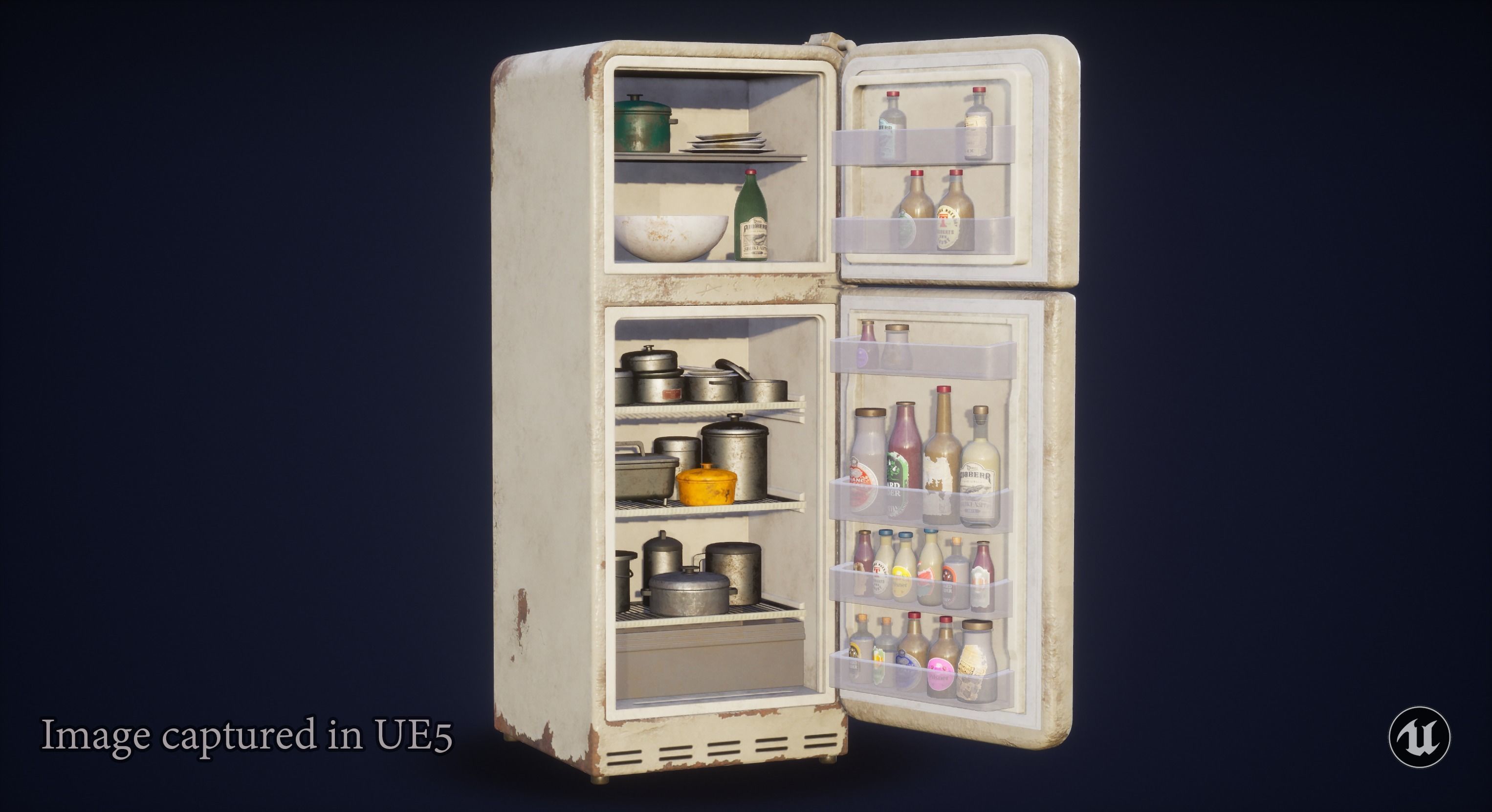 Fridge game ready PBR refrigerator and freezer 2 Low-poly 3D model_15