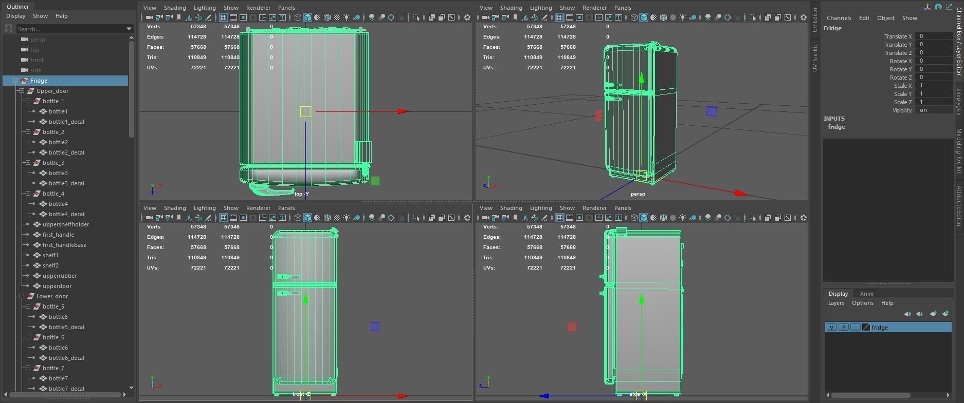 Fridge game ready PBR refrigerator and freezer 2 Low-poly 3D model_22