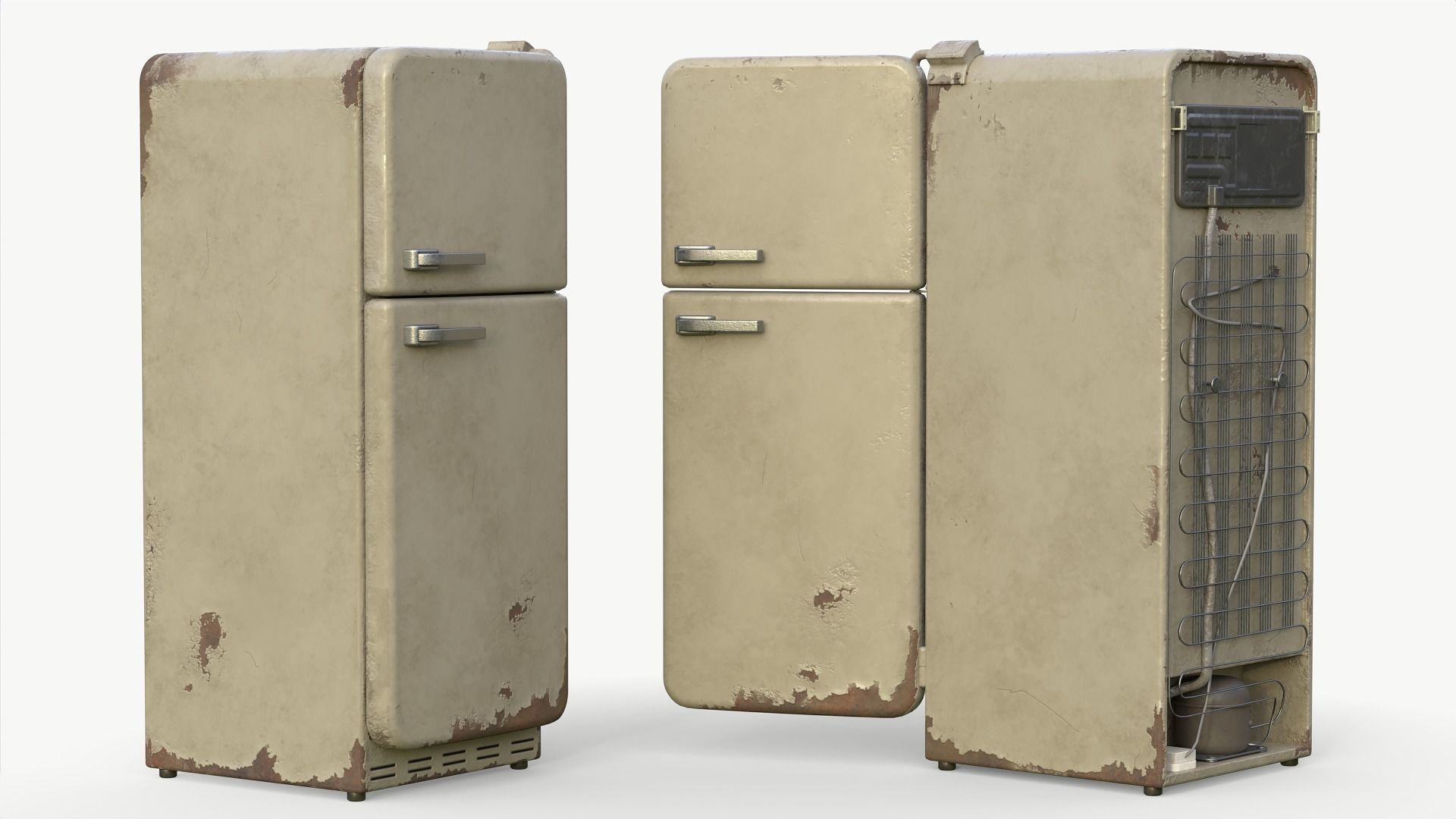 Fridge game ready PBR refrigerator and freezer 2 Low-poly 3D model_5