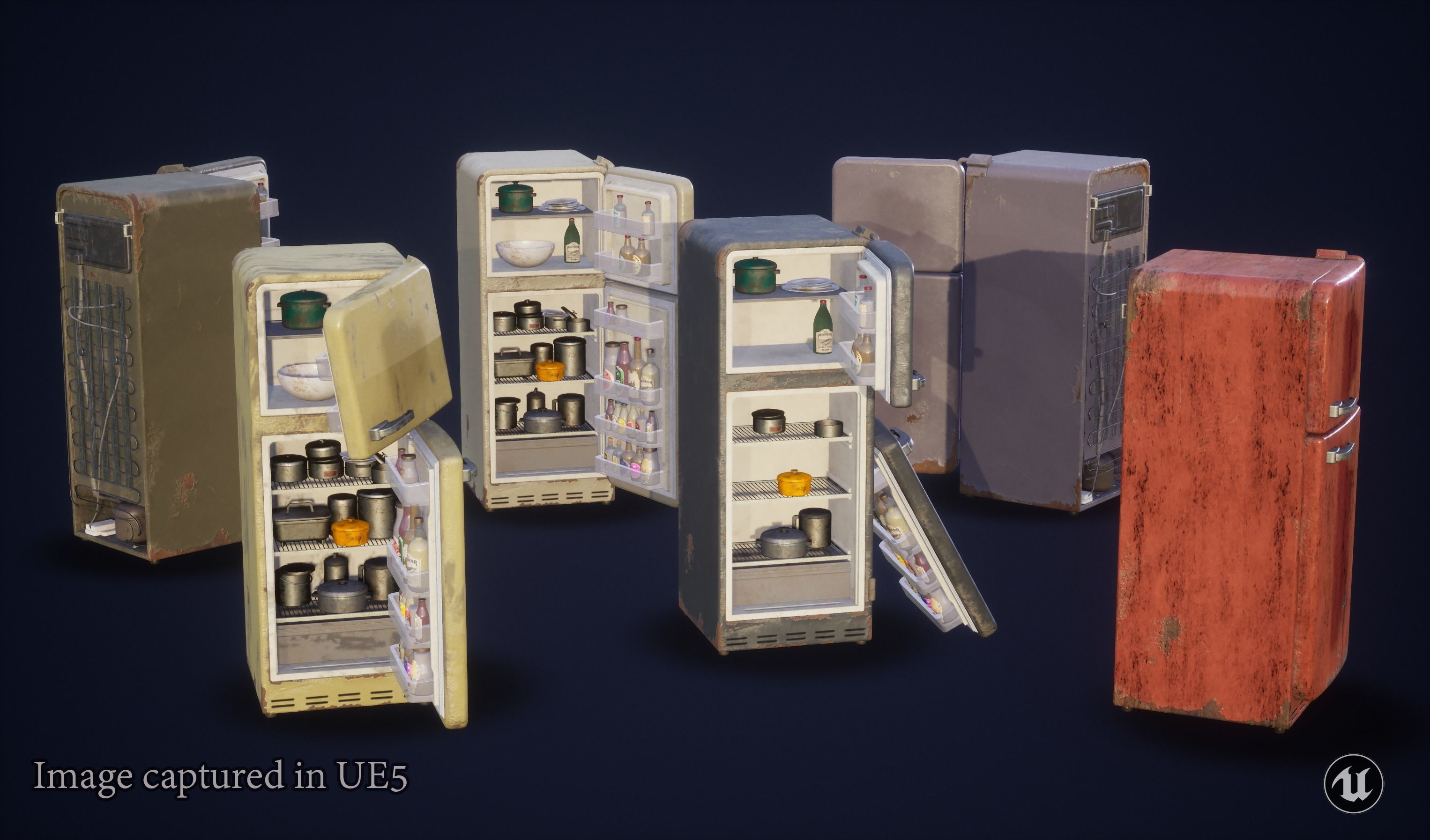 Fridge game ready PBR refrigerator and freezer 2 Low-poly 3D model_16