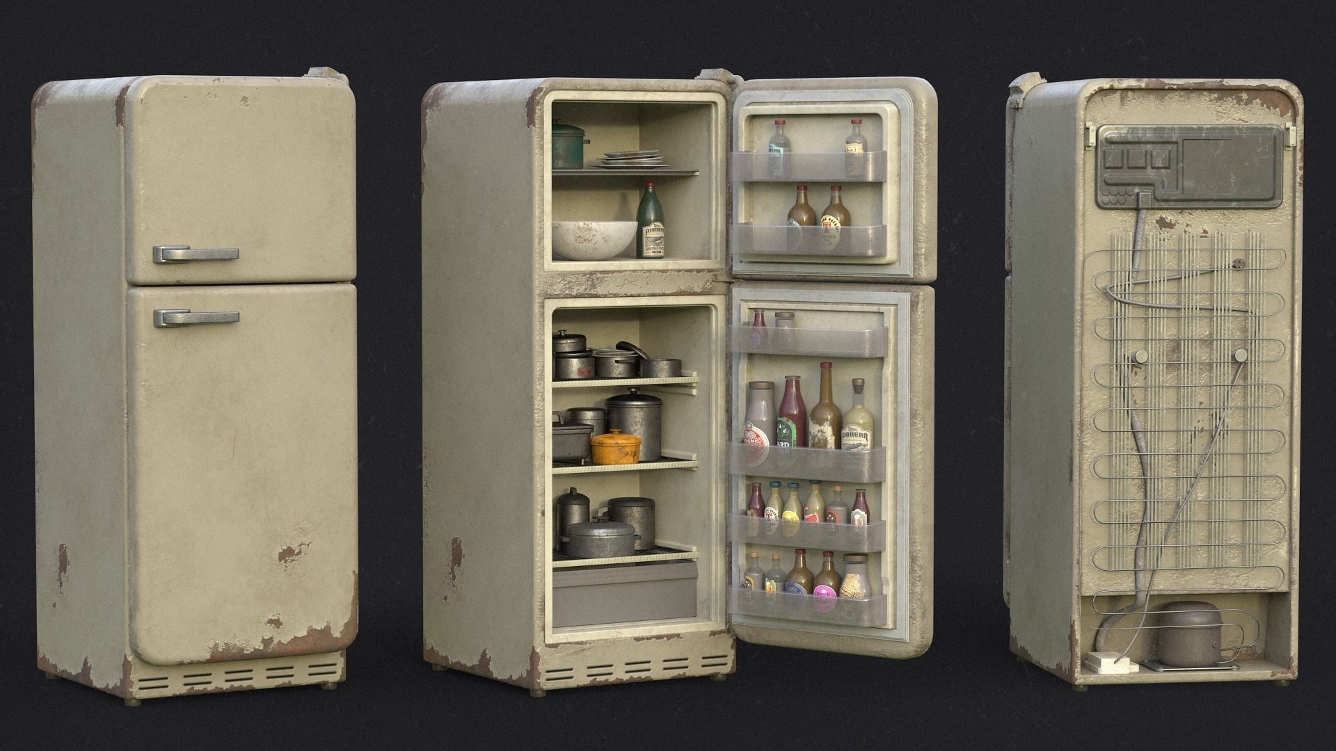 Fridge game ready PBR refrigerator and freezer 2 Low-poly 3D model_3