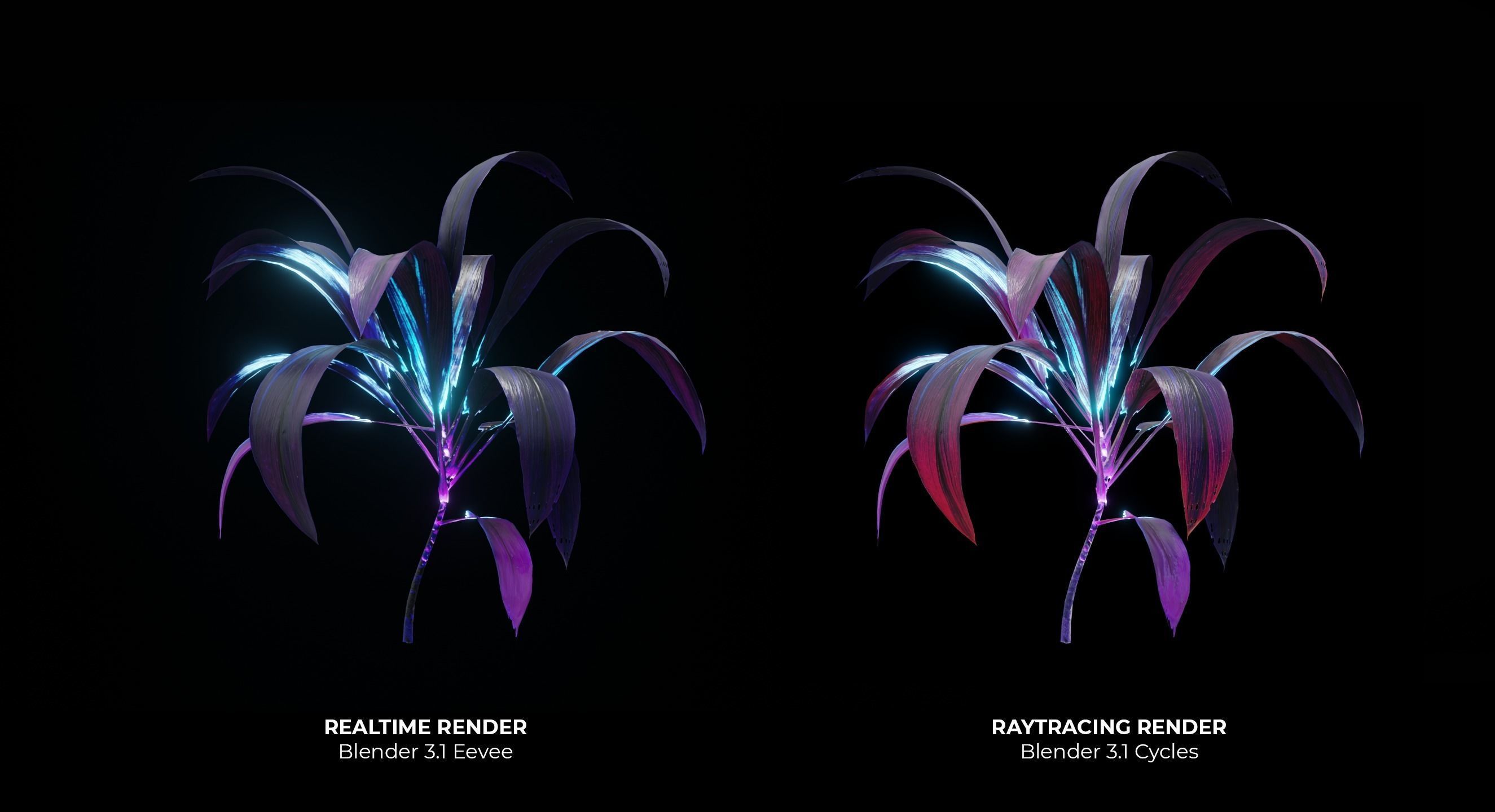 Alien Dracaena Plant Low-poly 3D model_3