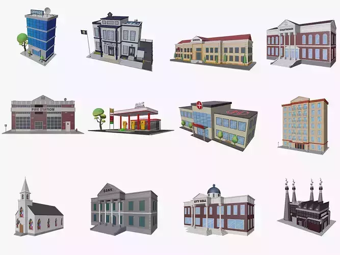 Cartoon City Buildings Pack