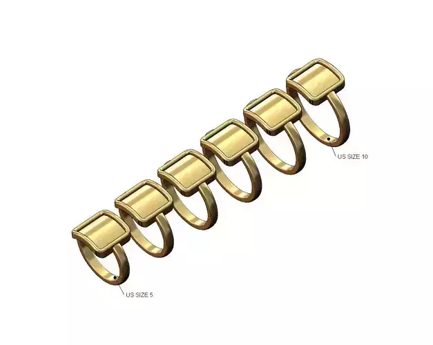 Enamel pocket 12x12mm square fashion ring US sizes 5to10 3D print model
