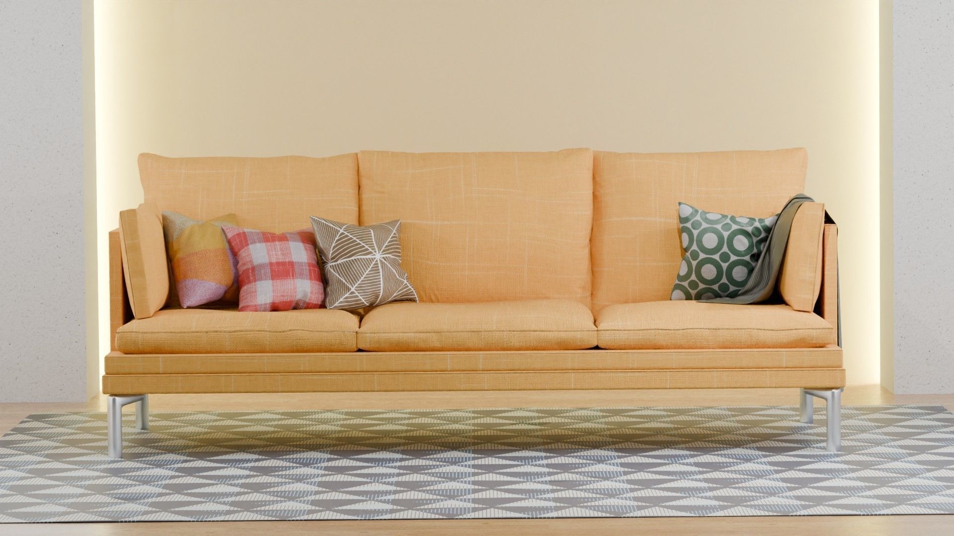 William Couch 3d Model with Three Texture Set Fabric Style 3D model_1