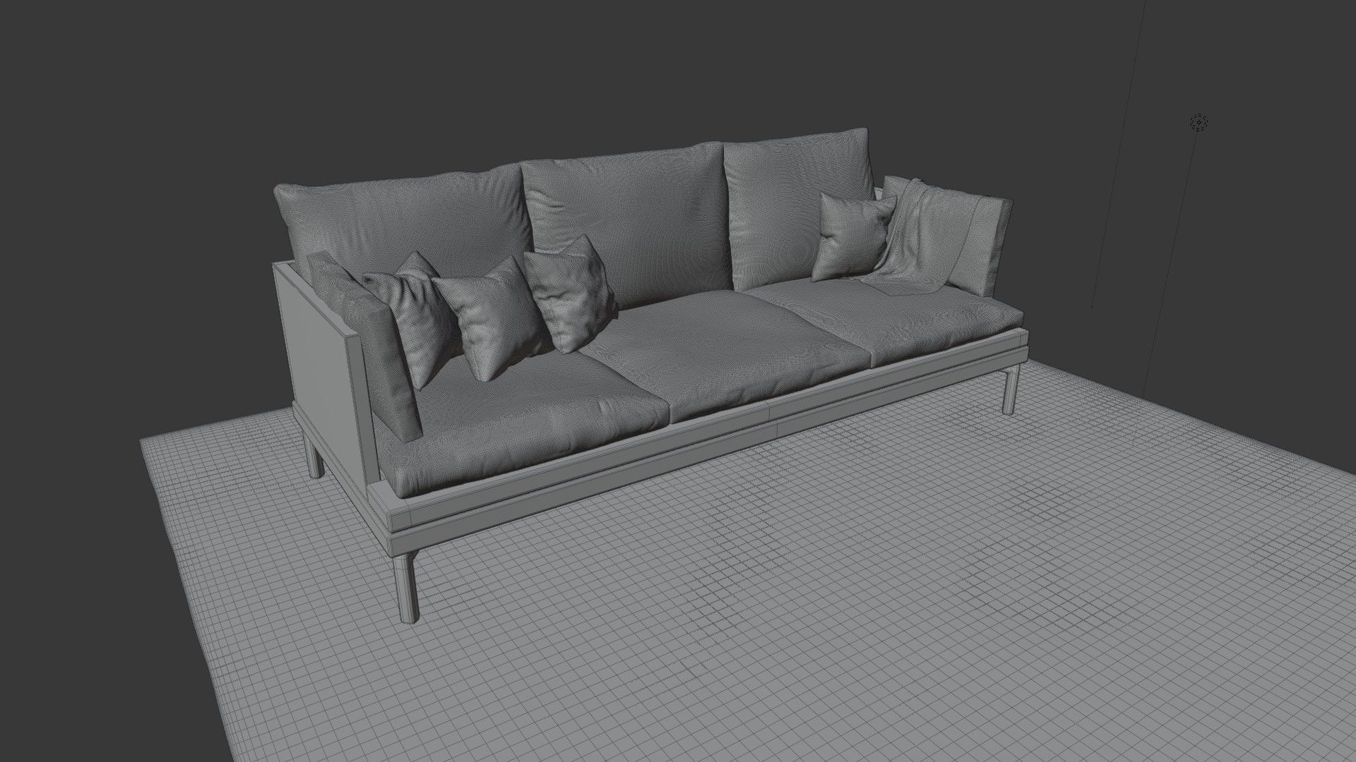 William Couch 3d Model with Three Texture Set Fabric Style 3D model_8