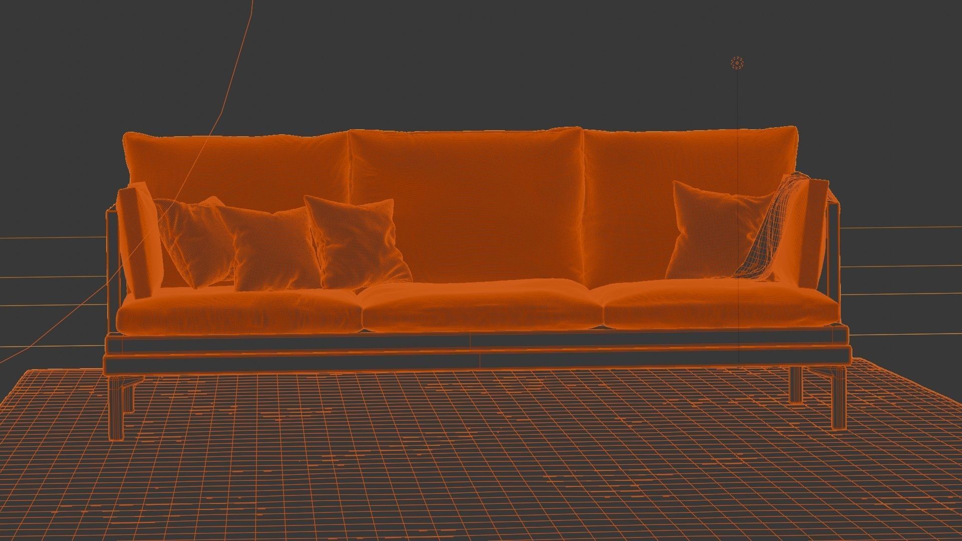 William Couch 3d Model with Three Texture Set Fabric Style 3D model_9