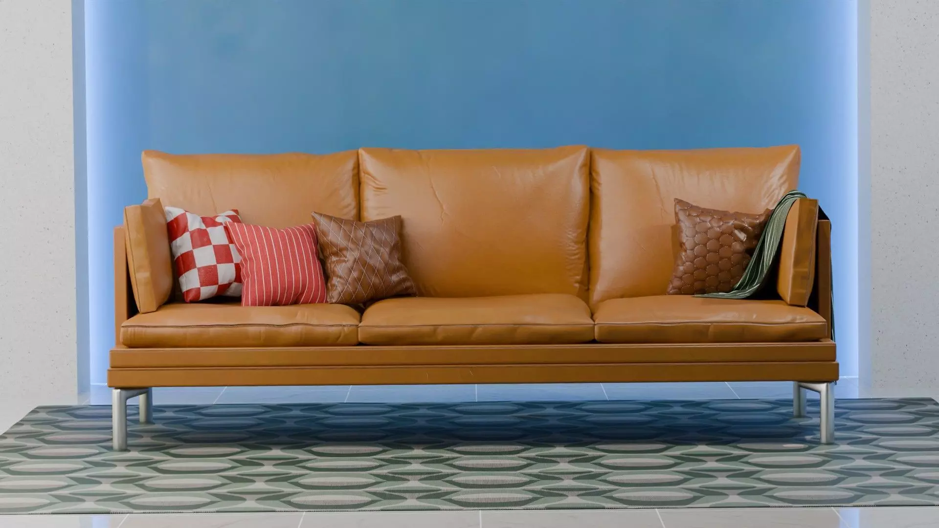 William Couch 3d Model with Three Texture Set Fabric Style 3D model_0