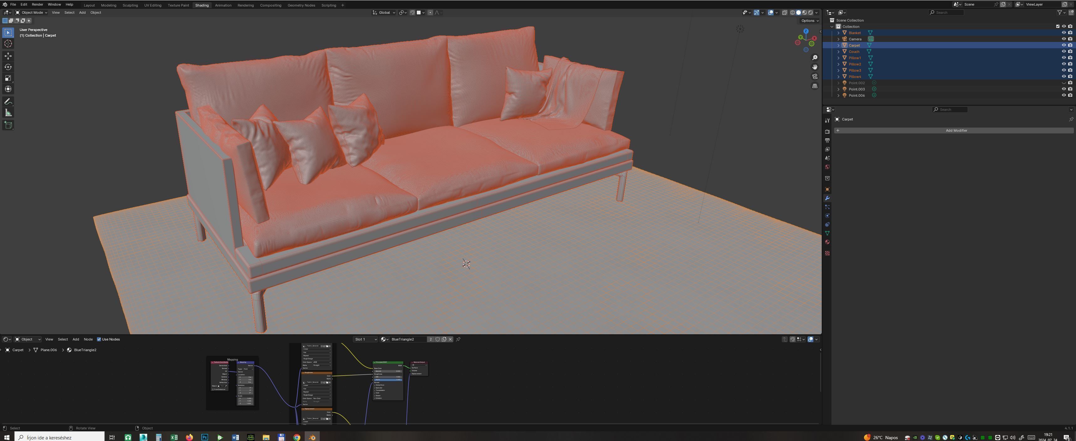 William Couch 3d Model with Three Texture Set Fabric Style 3D model_7