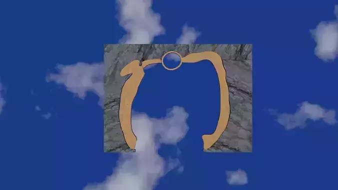 Stone wall with gate in Chinese text shape 