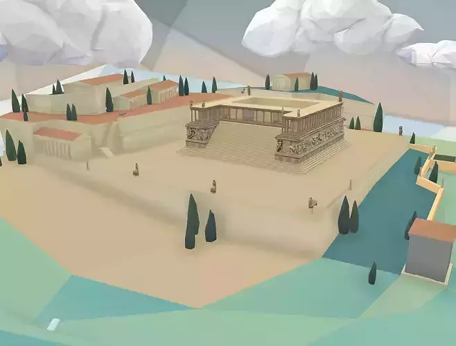 Pergamon Altar Creative Reconstruction Low-poly 3D model