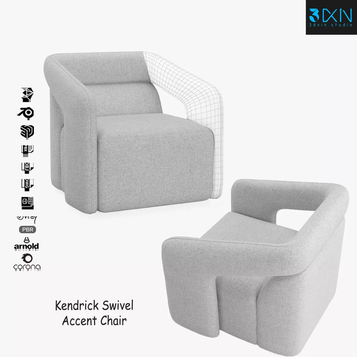 Kendrick Swivel Accent Chair 3D model_0