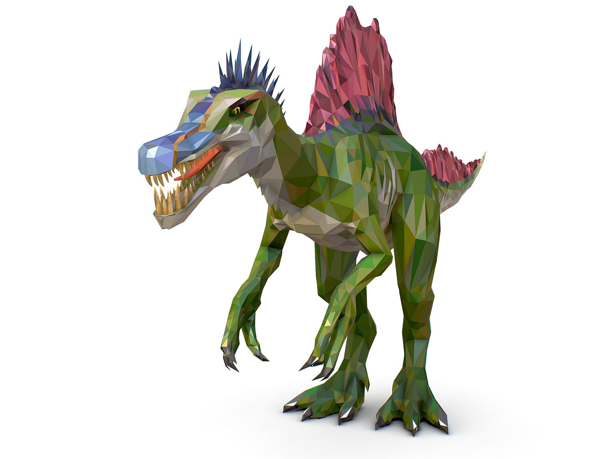 Dinosaur Spinosaurus Lowpoly Art Style Animal Low-poly 3D model_3