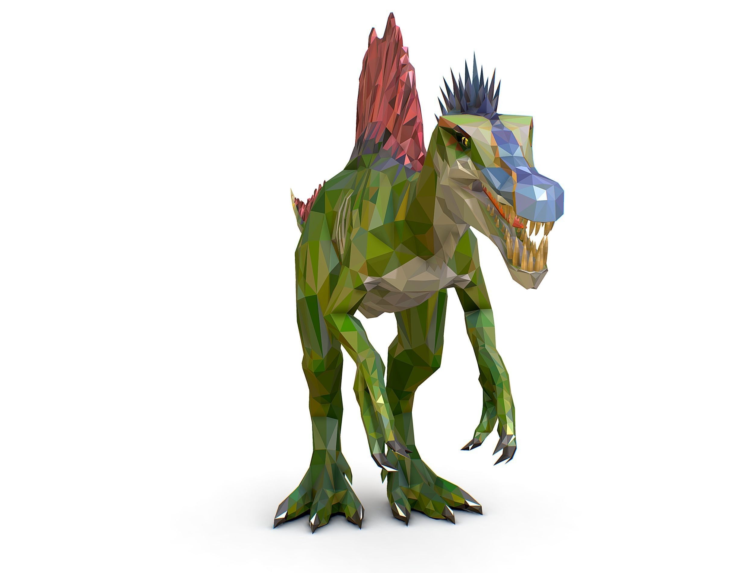 Dinosaur Spinosaurus Lowpoly Art Style Animal Low-poly 3D model_6