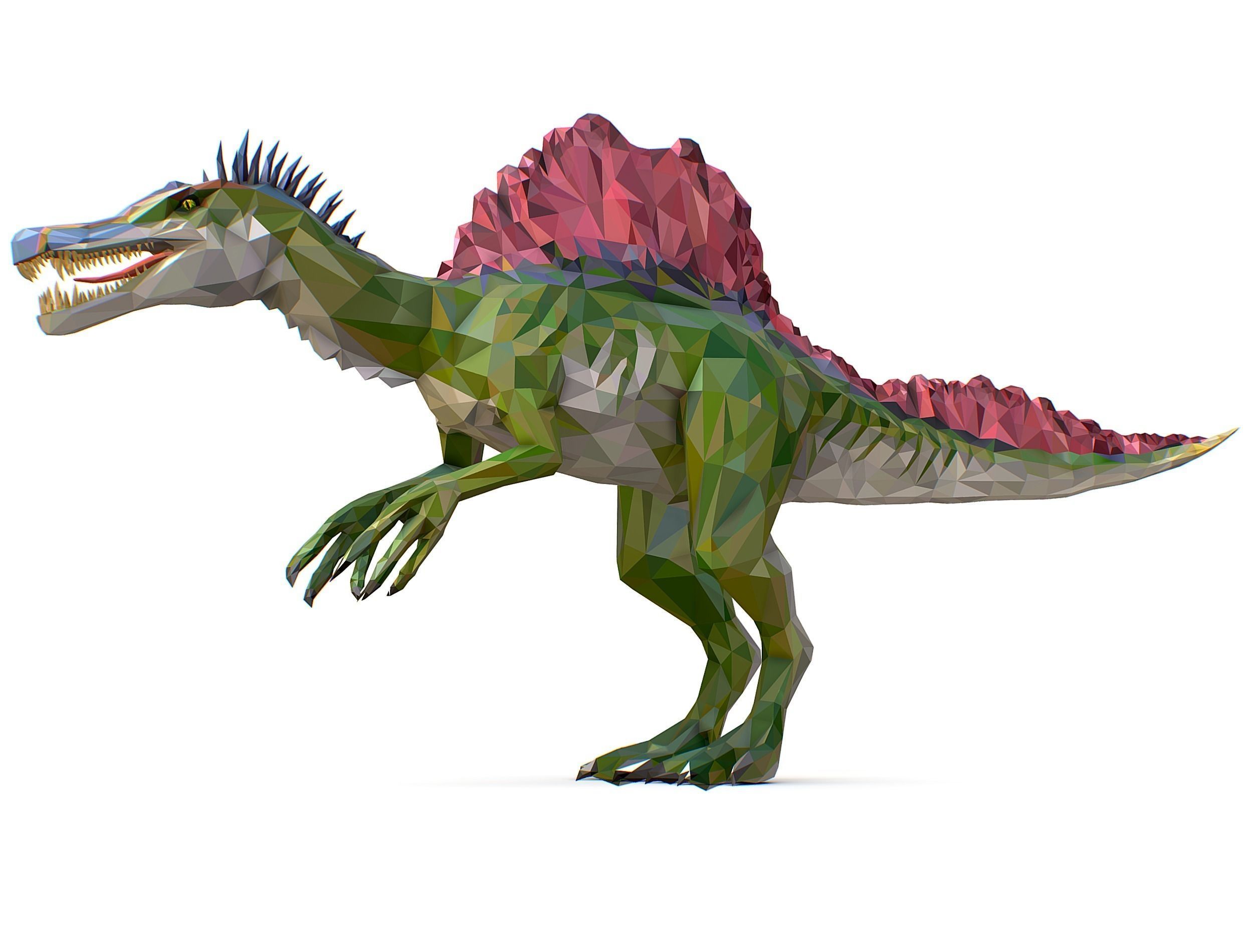 Dinosaur Spinosaurus Lowpoly Art Style Animal Low-poly 3D model_28