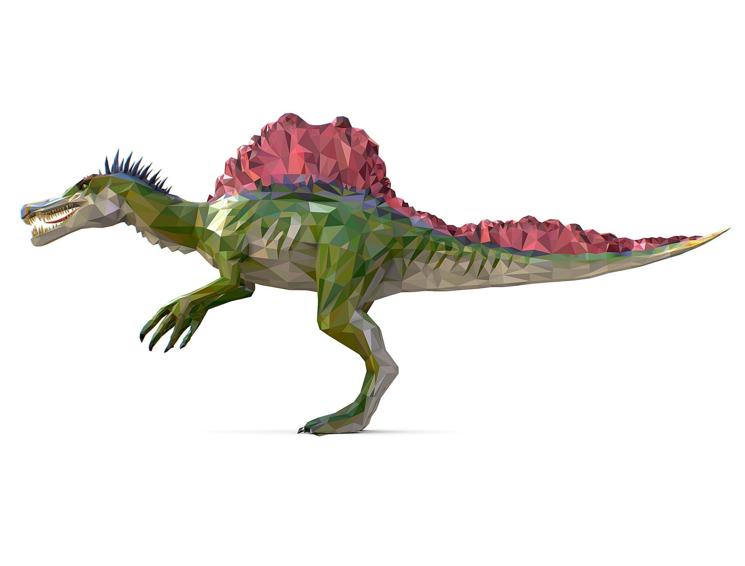 Dinosaur Spinosaurus Lowpoly Art Style Animal Low-poly 3D model_26