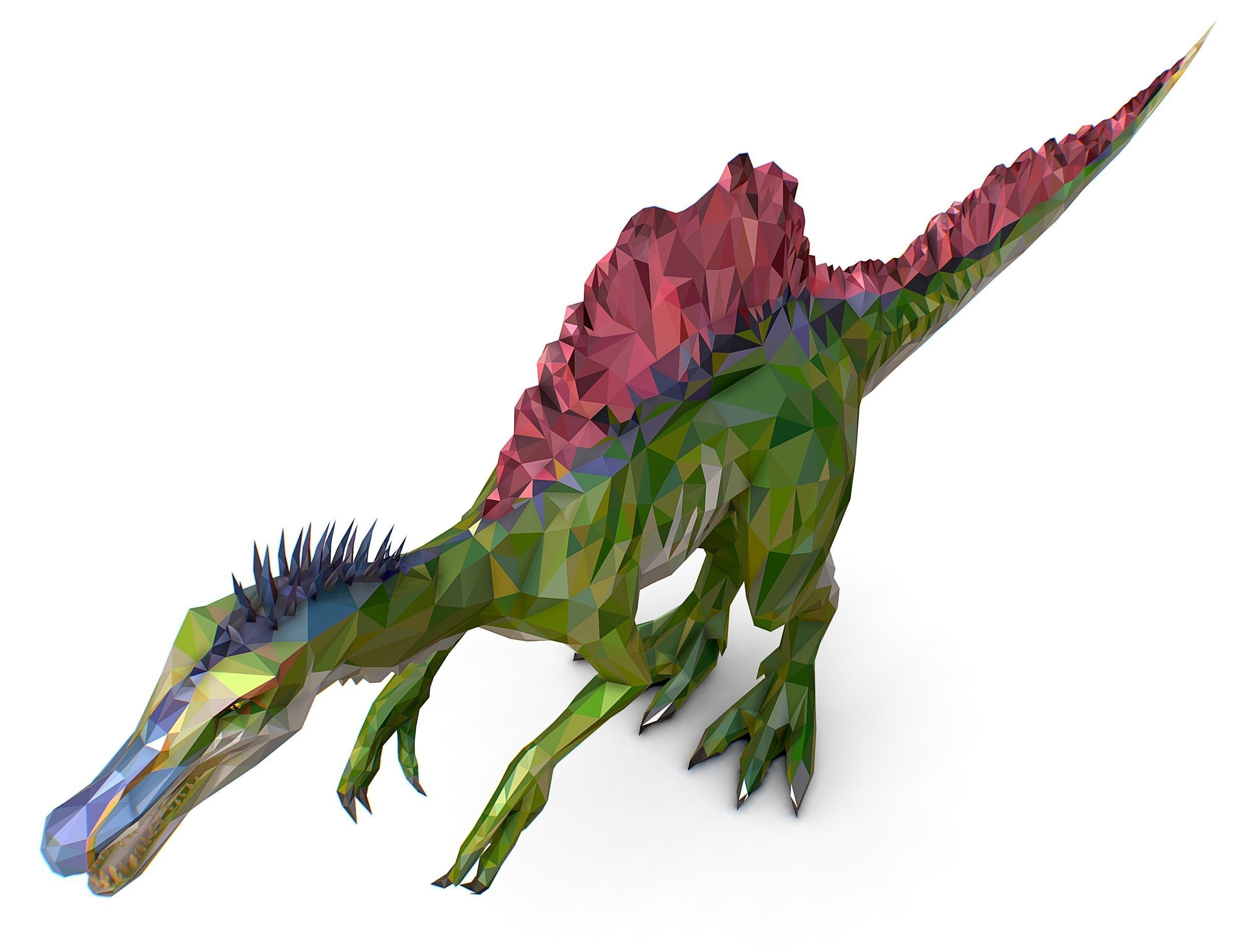 Dinosaur Spinosaurus Lowpoly Art Style Animal Low-poly 3D model_36