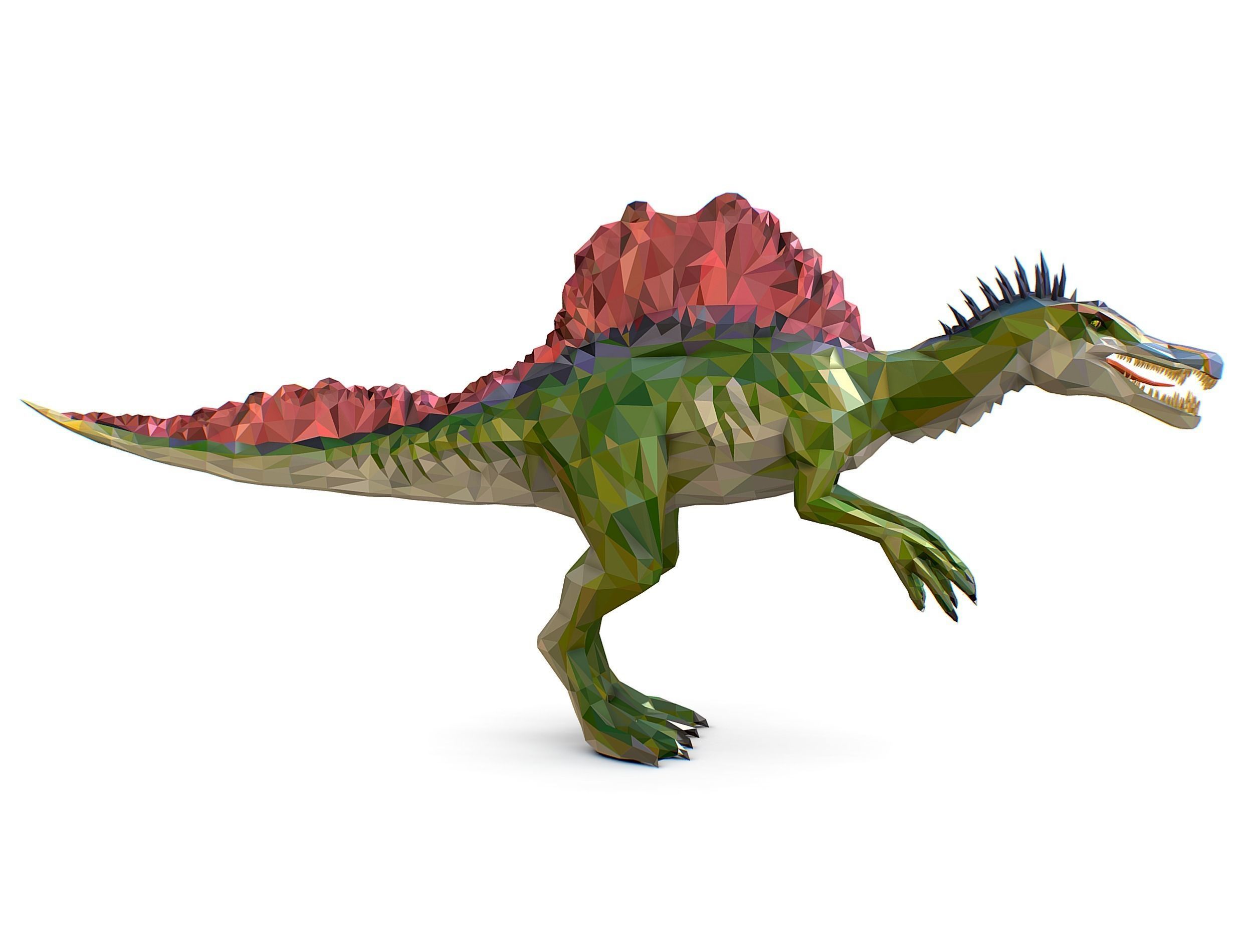 Dinosaur Spinosaurus Lowpoly Art Style Animal Low-poly 3D model_12