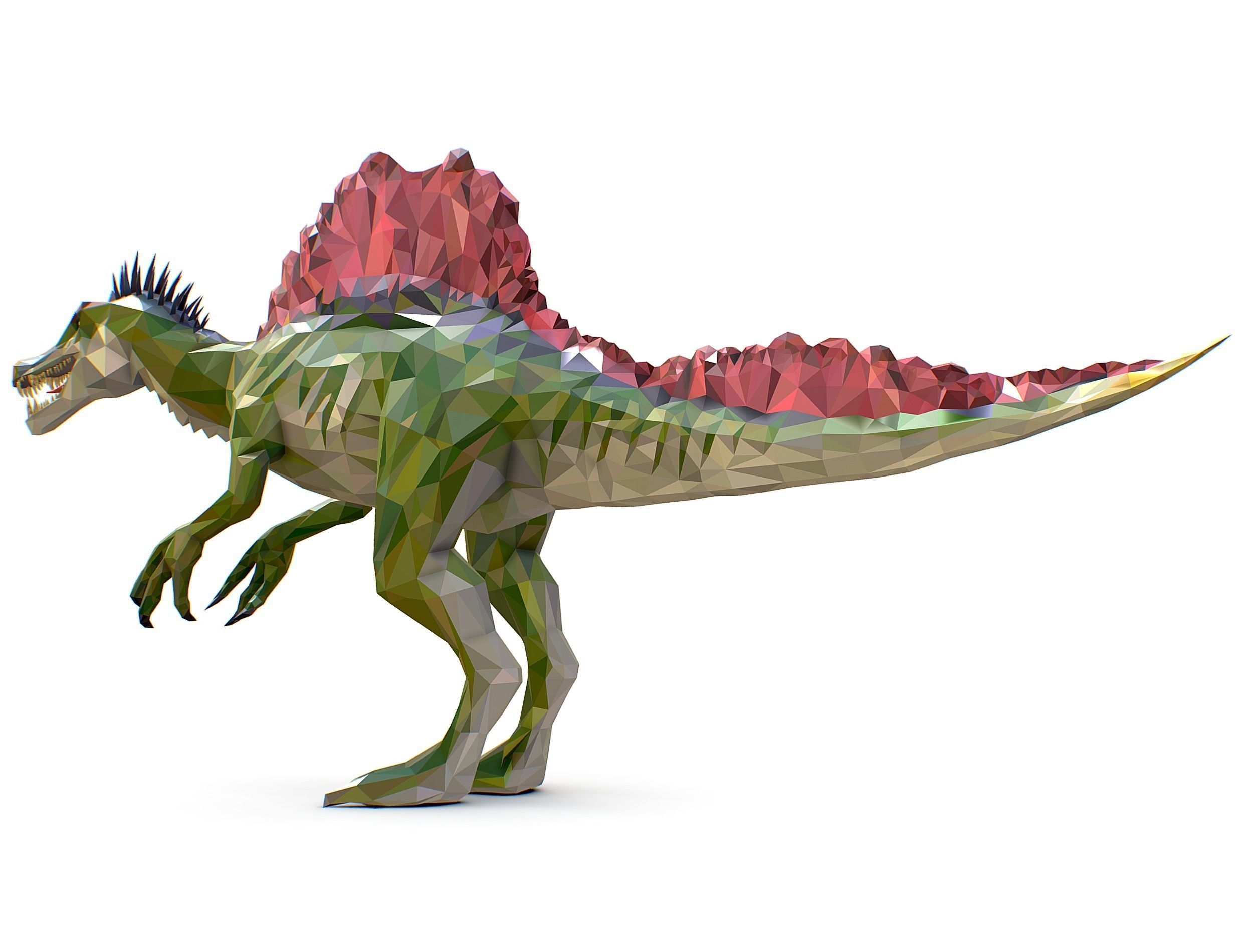 Dinosaur Spinosaurus Lowpoly Art Style Animal Low-poly 3D model_24