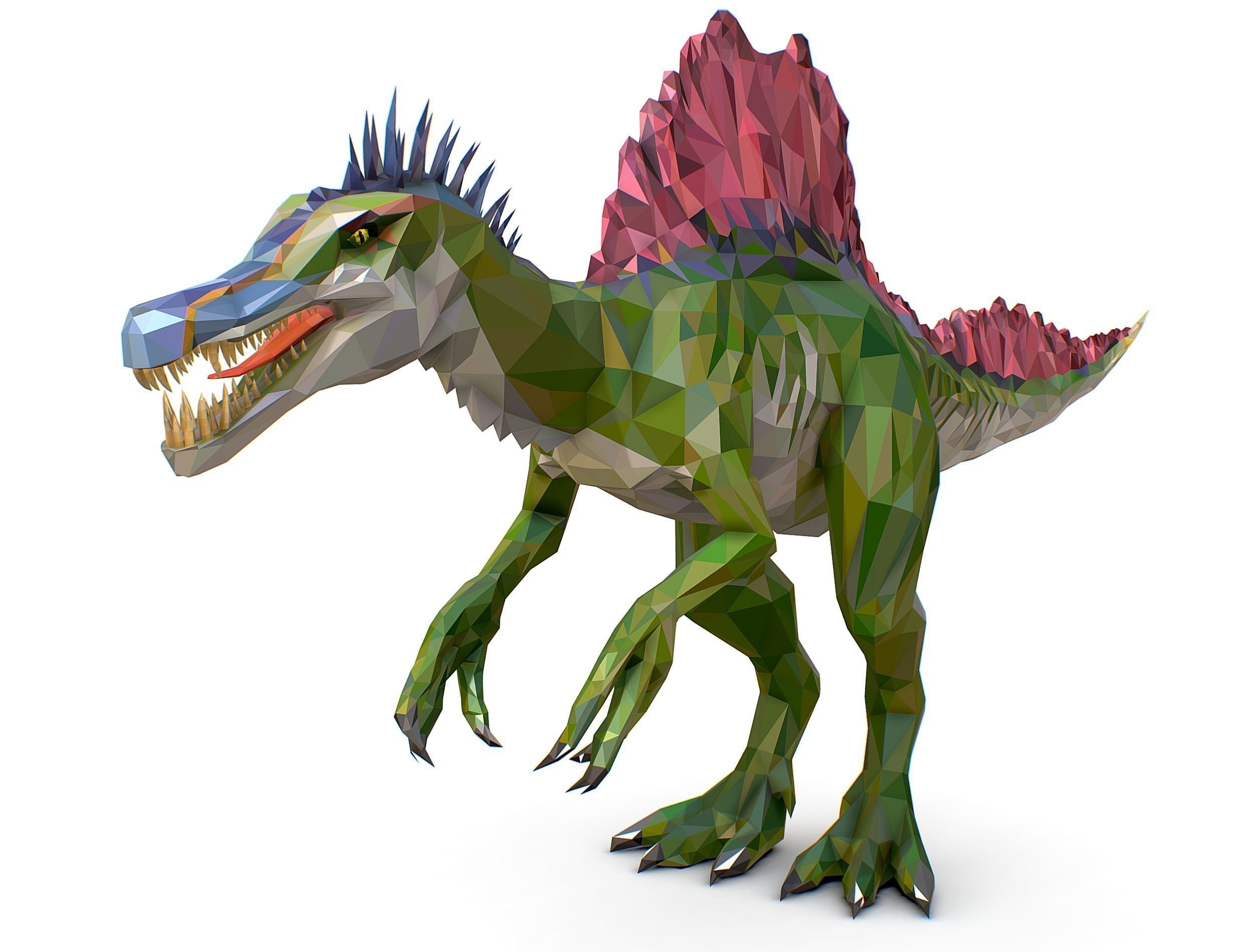 Dinosaur Spinosaurus Lowpoly Art Style Animal Low-poly 3D model_2