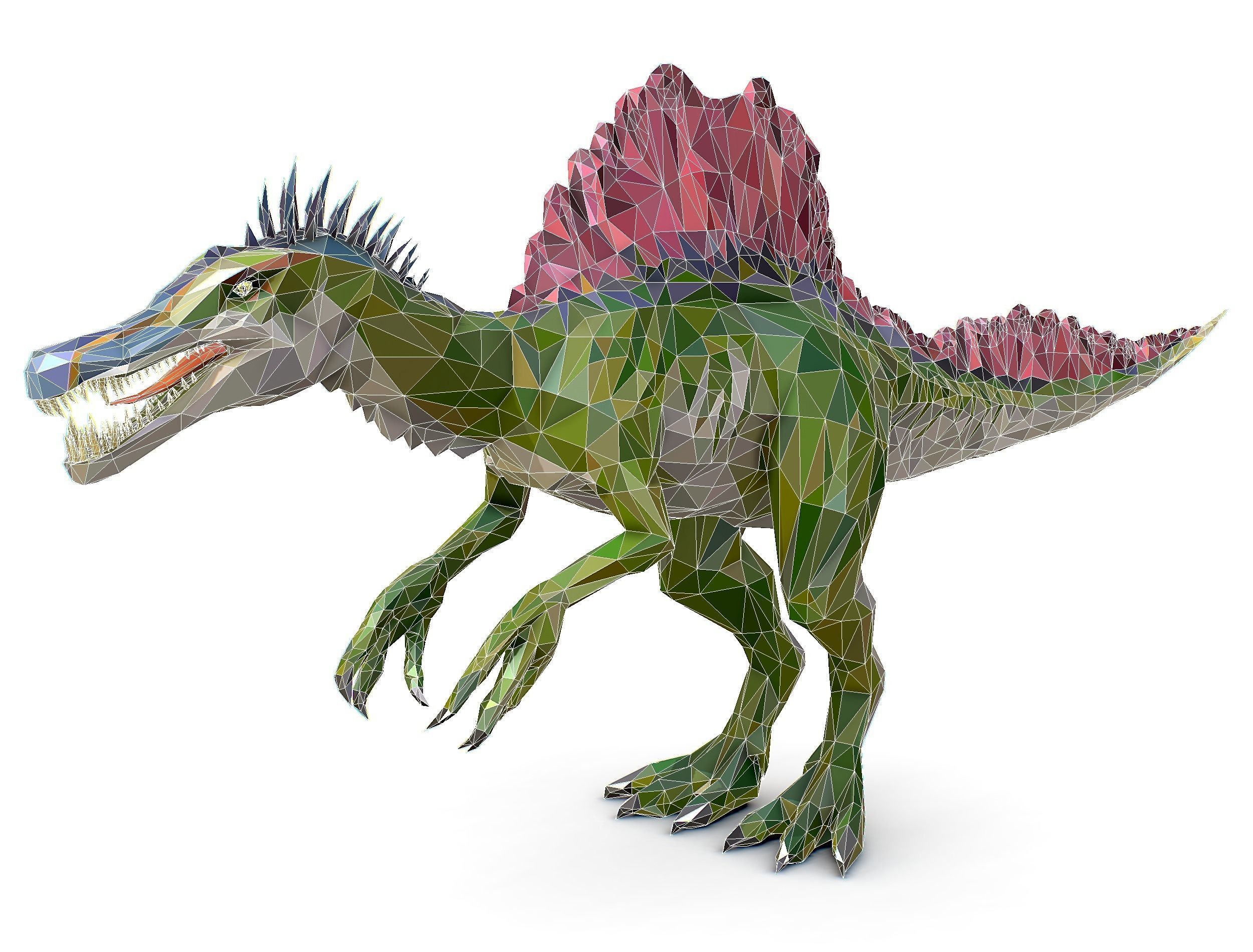 Dinosaur Spinosaurus Lowpoly Art Style Animal Low-poly 3D model_37