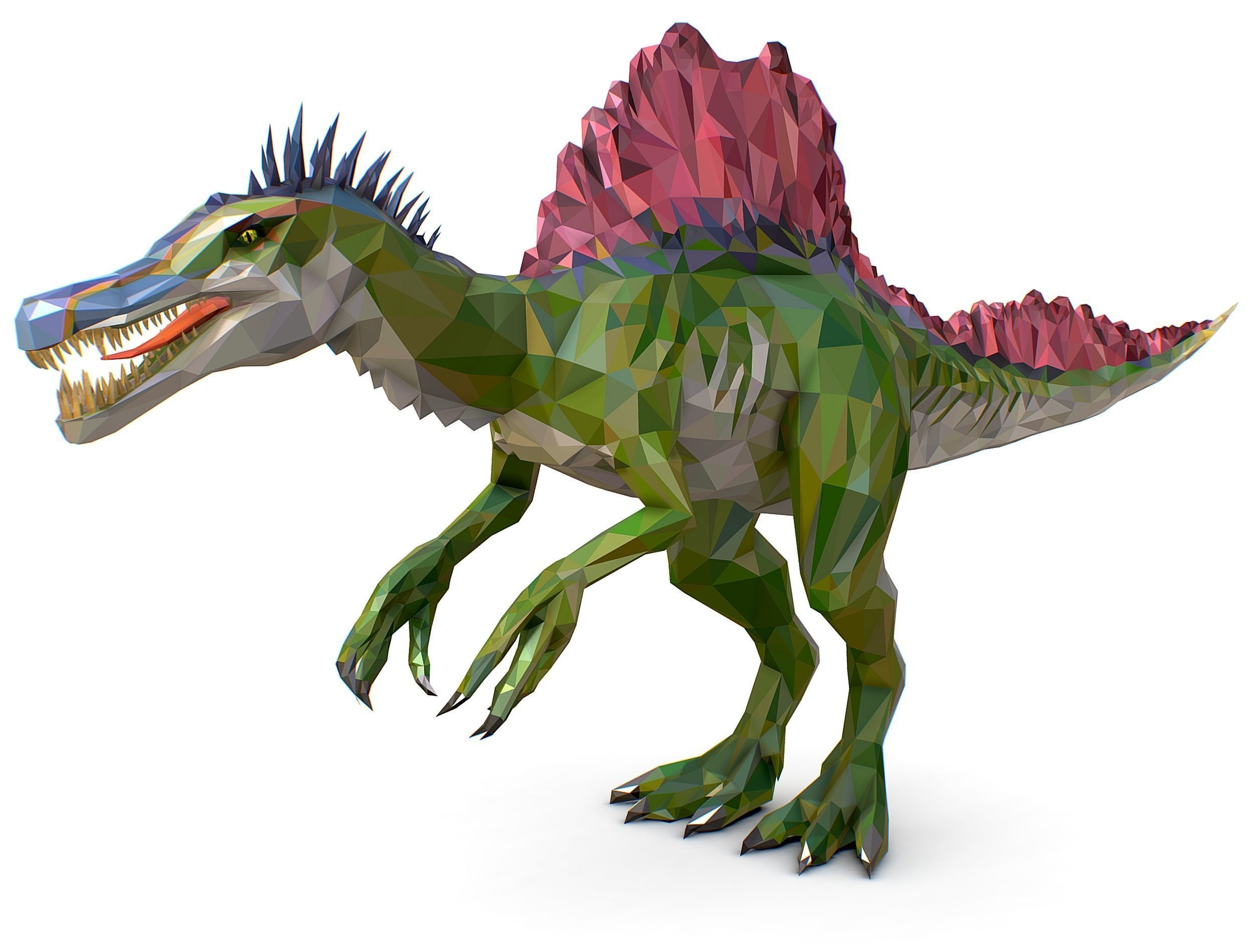 Dinosaur Spinosaurus Lowpoly Art Style Animal Low-poly 3D model_1