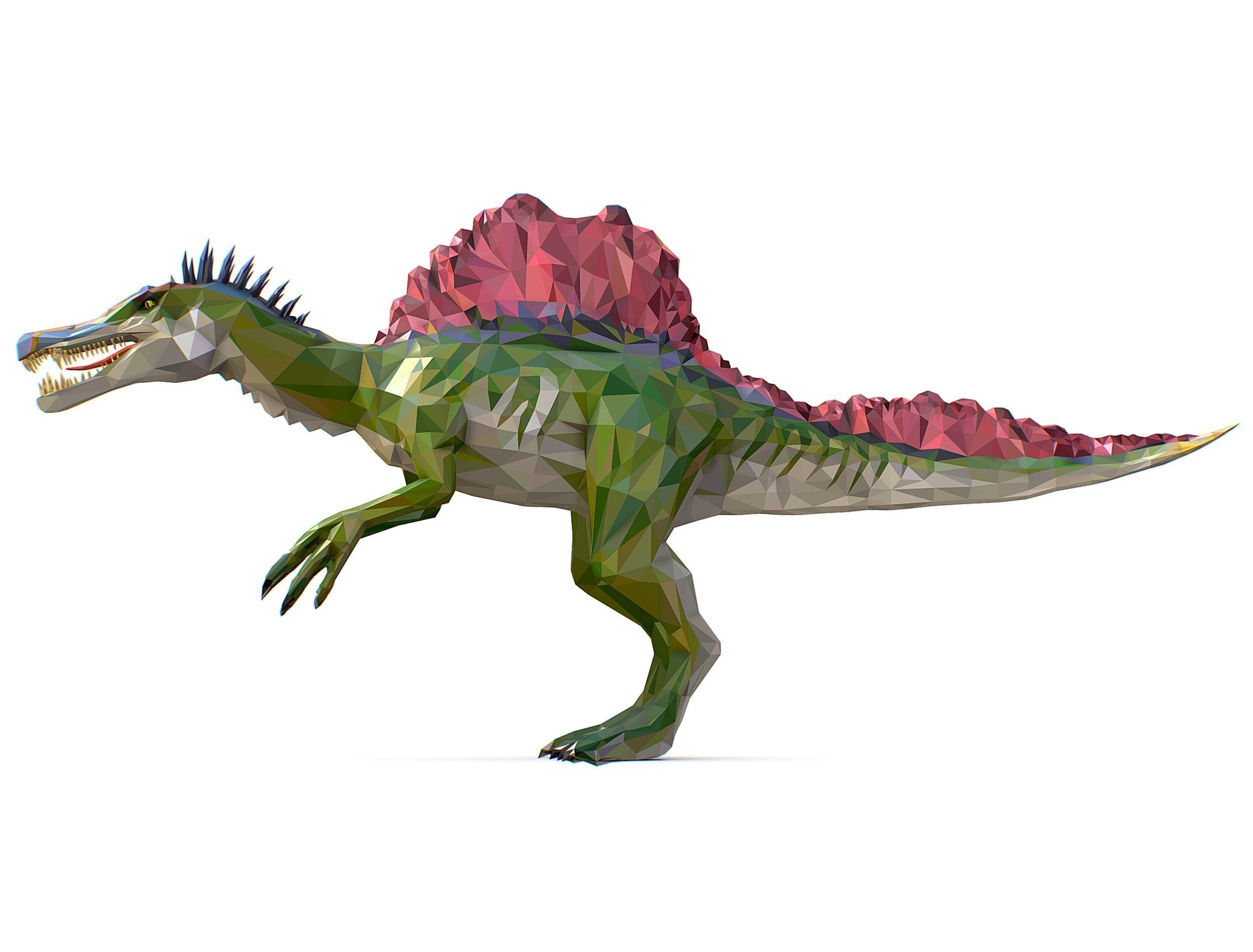 Dinosaur Spinosaurus Lowpoly Art Style Animal Low-poly 3D model_29
