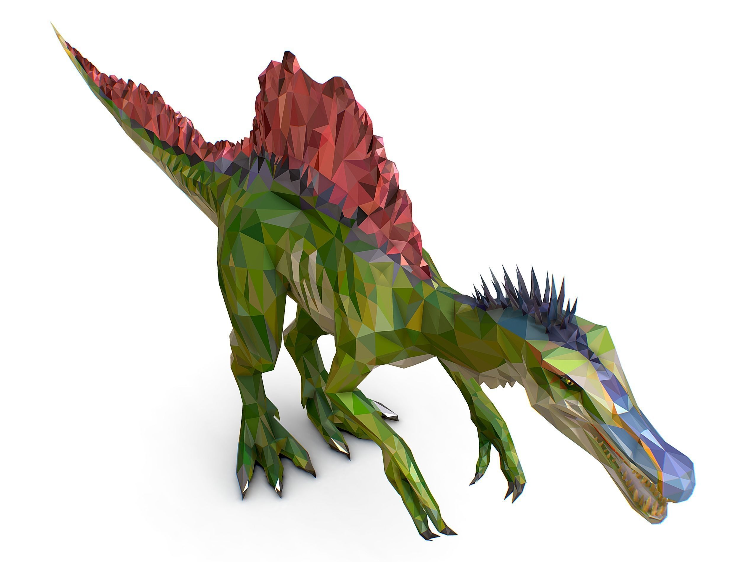 Dinosaur Spinosaurus Lowpoly Art Style Animal Low-poly 3D model_35