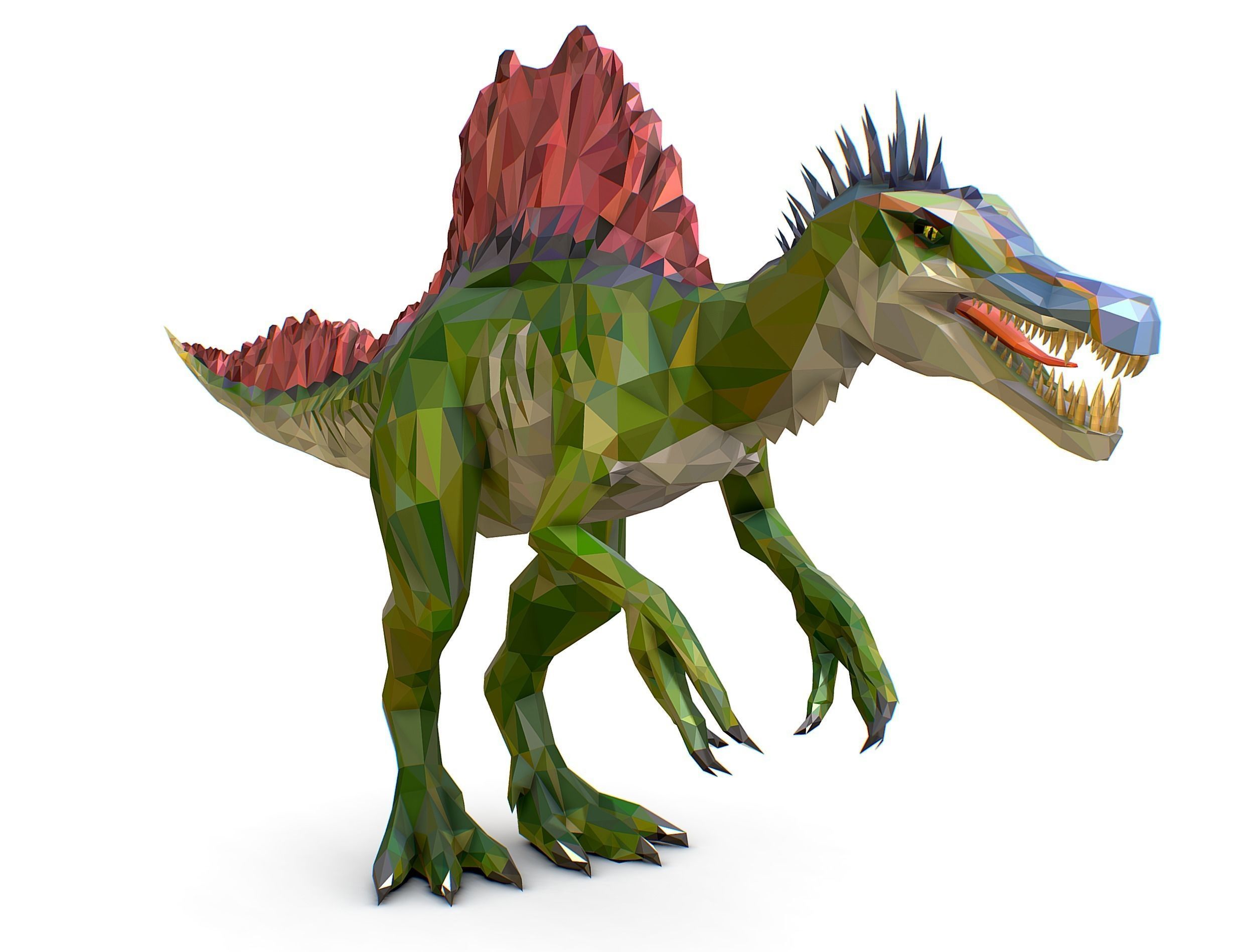 Dinosaur Spinosaurus Lowpoly Art Style Animal Low-poly 3D model_8