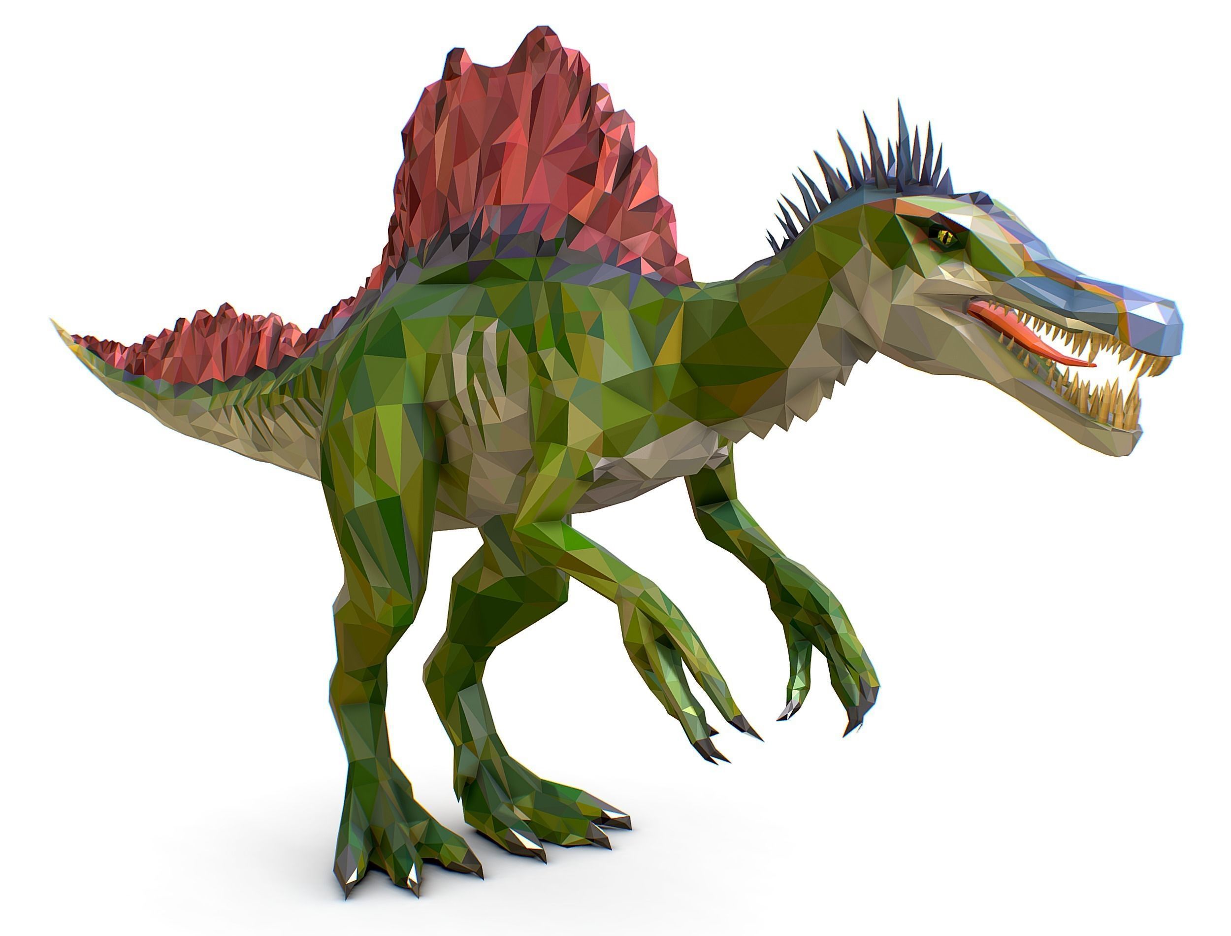 Dinosaur Spinosaurus Lowpoly Art Style Animal Low-poly 3D model_9