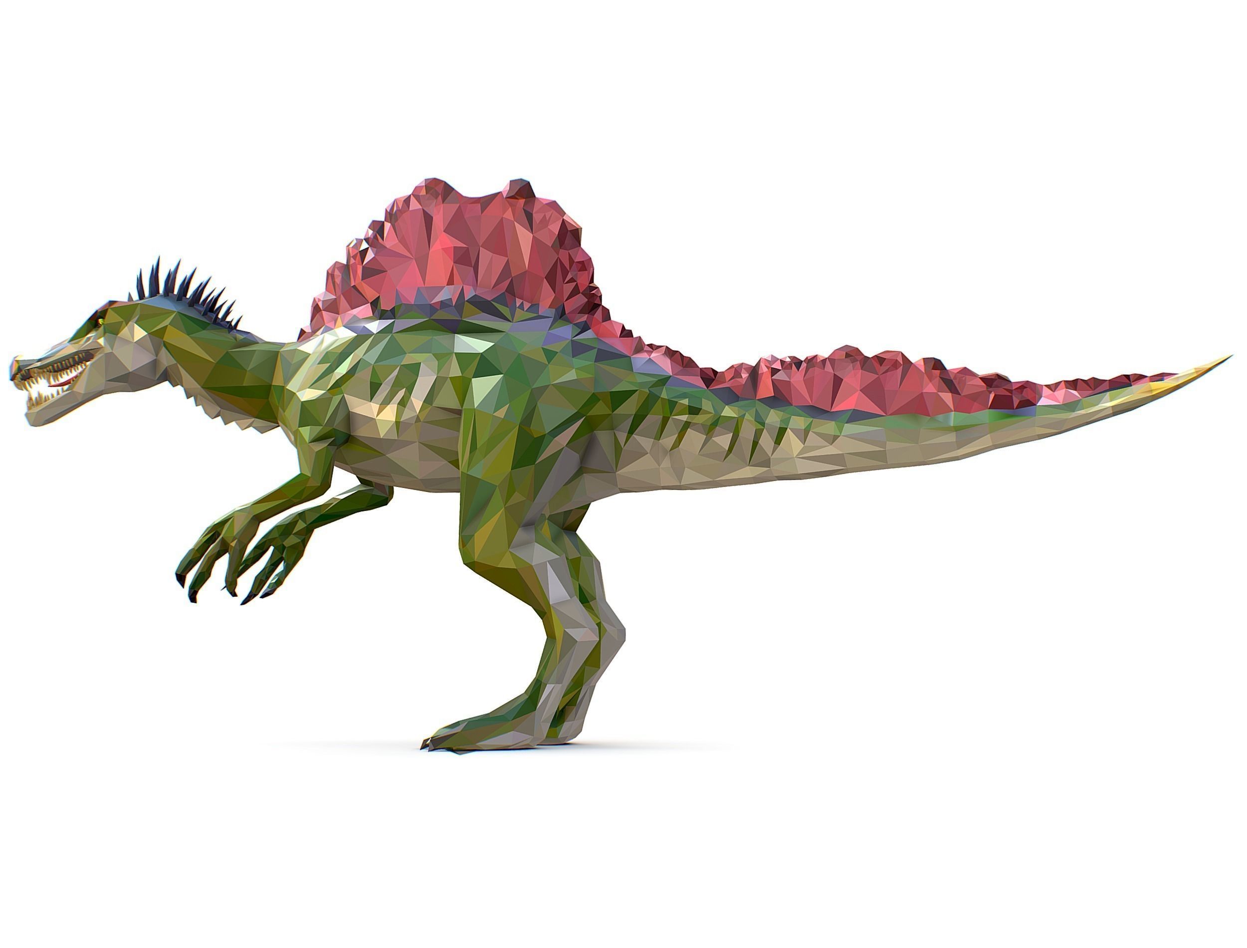 Dinosaur Spinosaurus Lowpoly Art Style Animal Low-poly 3D model_25