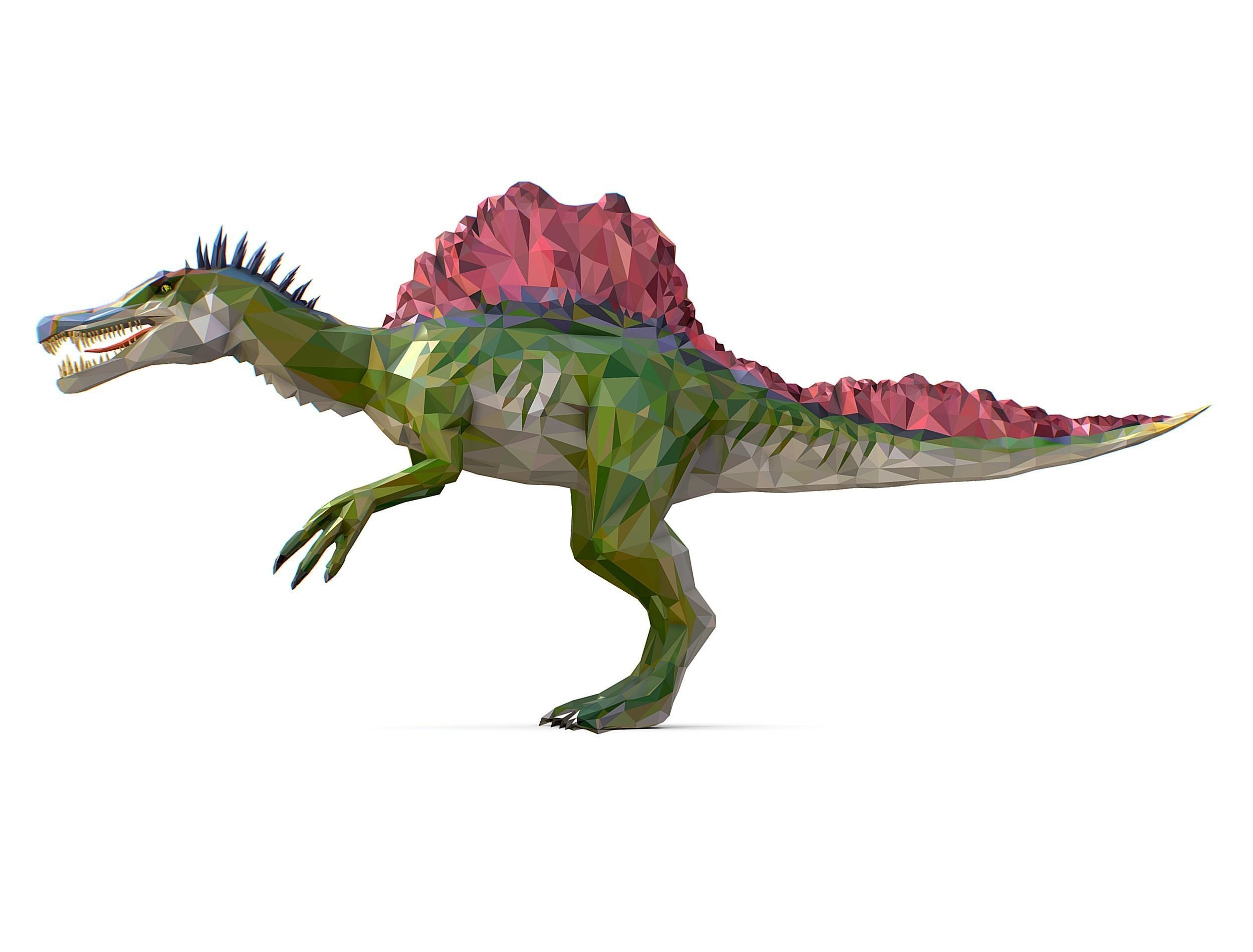 Dinosaur Spinosaurus Lowpoly Art Style Animal Low-poly 3D model_27