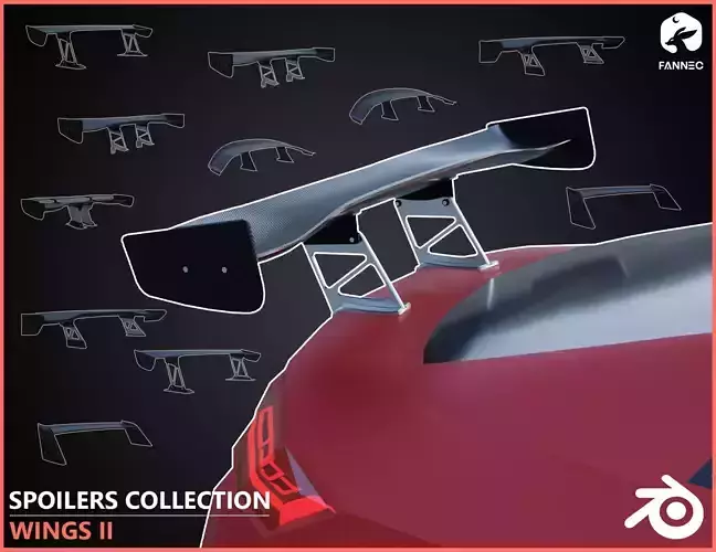 WINGS II - Spoilers Collection - Blender and FBX