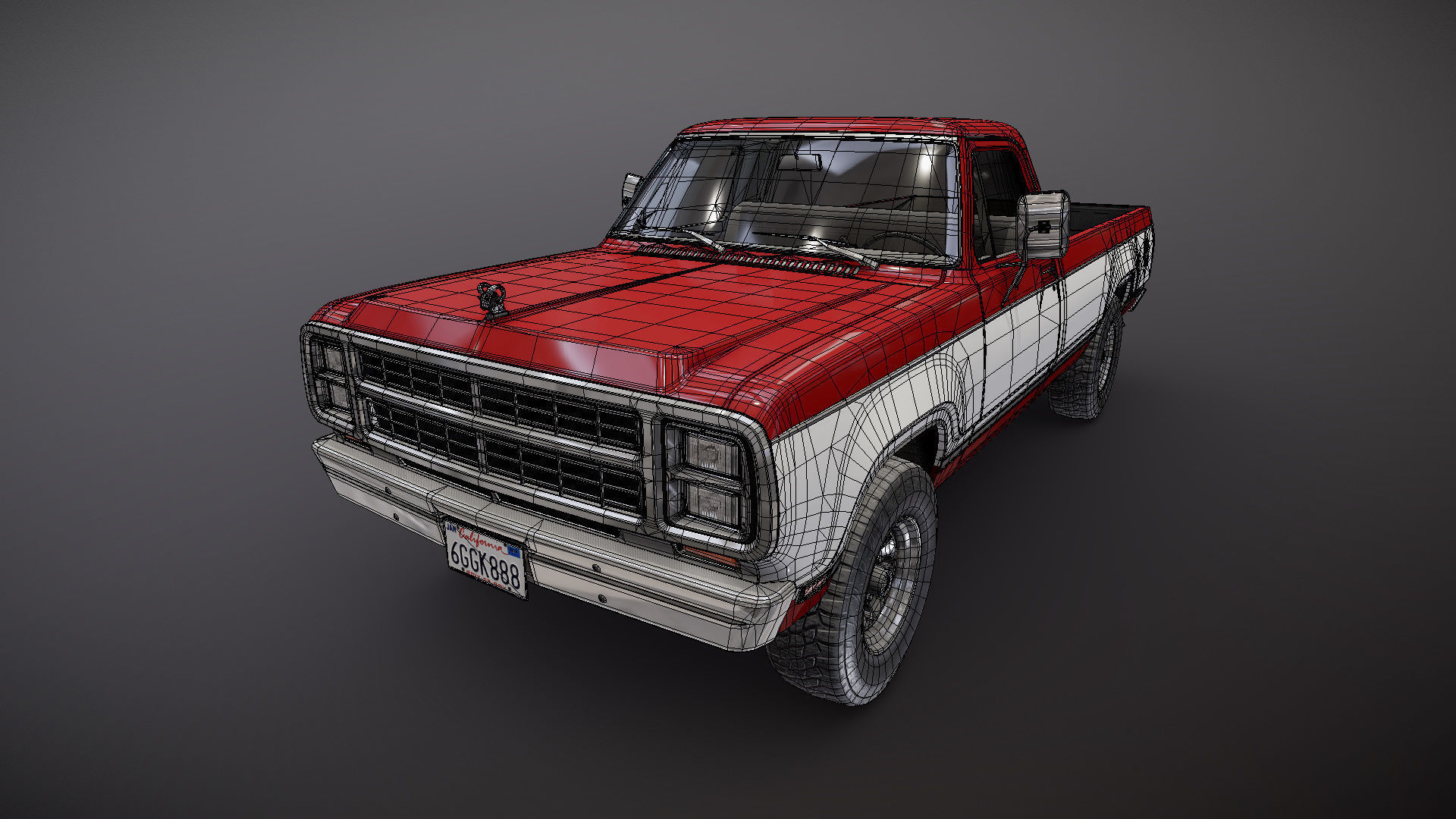 79 Dodge pickup truck Low-poly 3D model_26