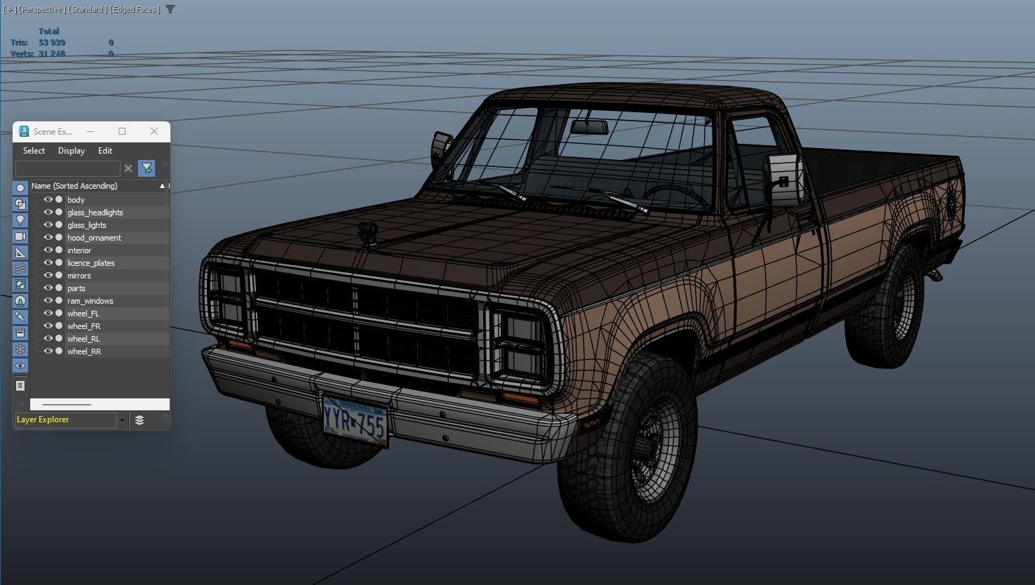 79 Dodge pickup truck Low-poly 3D model_35