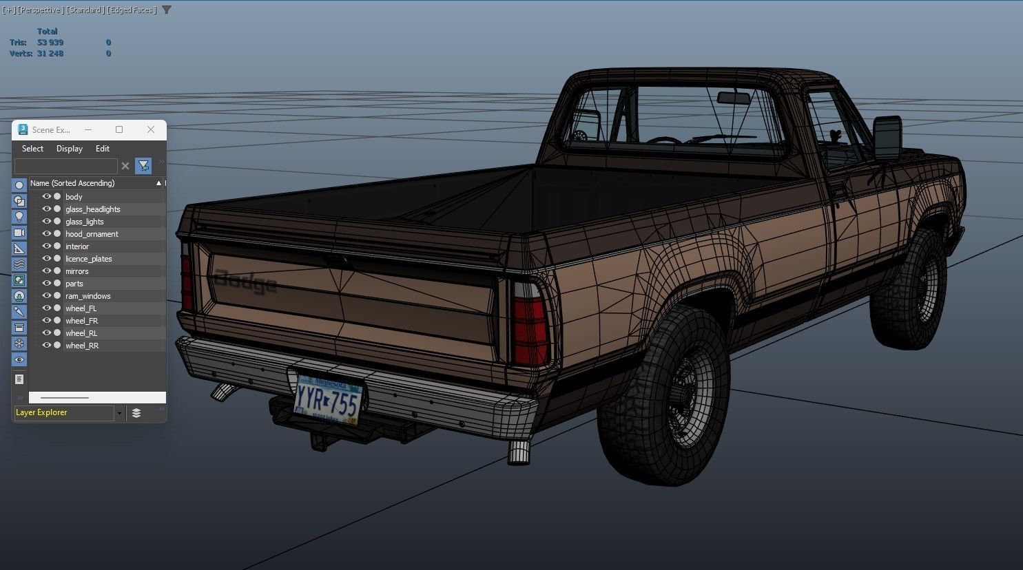79 Dodge pickup truck Low-poly 3D model_36