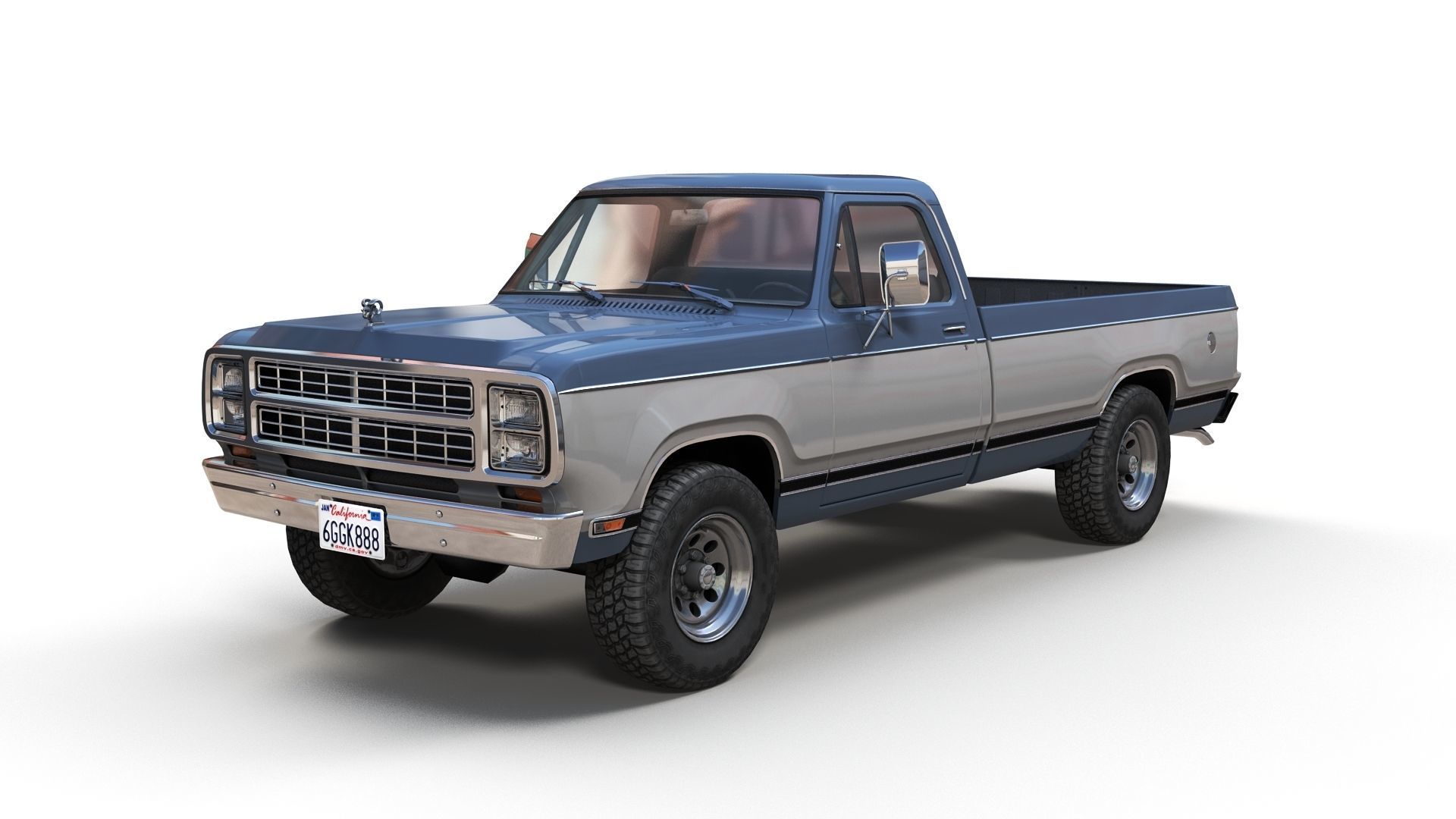 79 Dodge pickup truck Low-poly 3D model_9