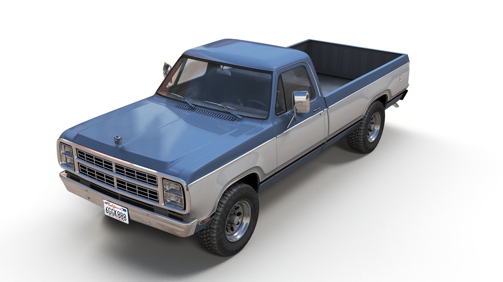 79 Dodge pickup truck Low-poly 3D model_2