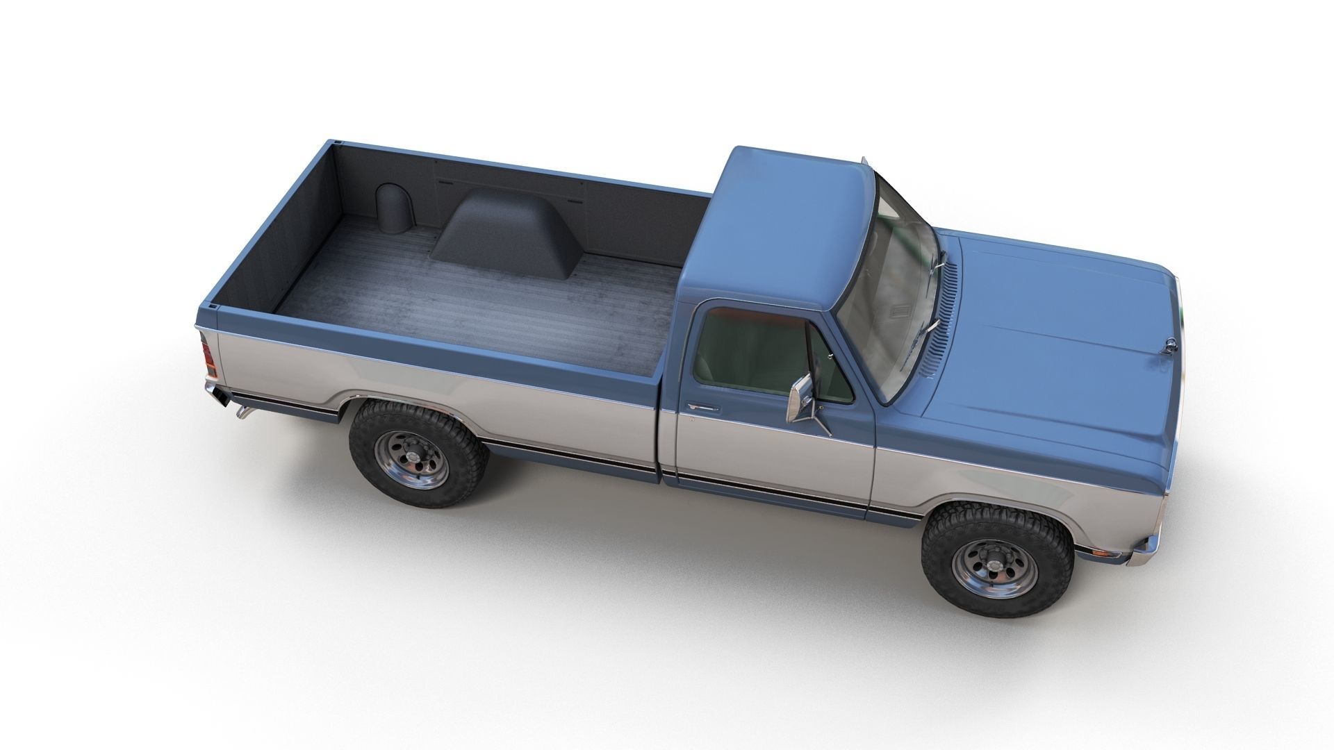 79 Dodge pickup truck Low-poly 3D model_4