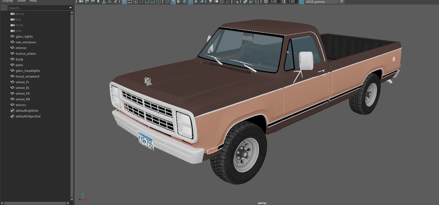 79 Dodge pickup truck Low-poly 3D model_37